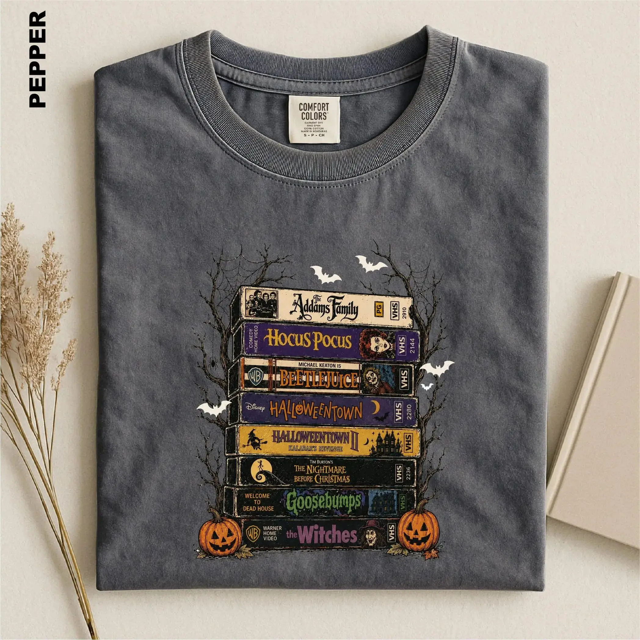 Terror in the Patch Shirt, Comfort Colors Vintage Halloween Pumpkin Skeleton Scarecrow Spooky Season Tee - photo 3