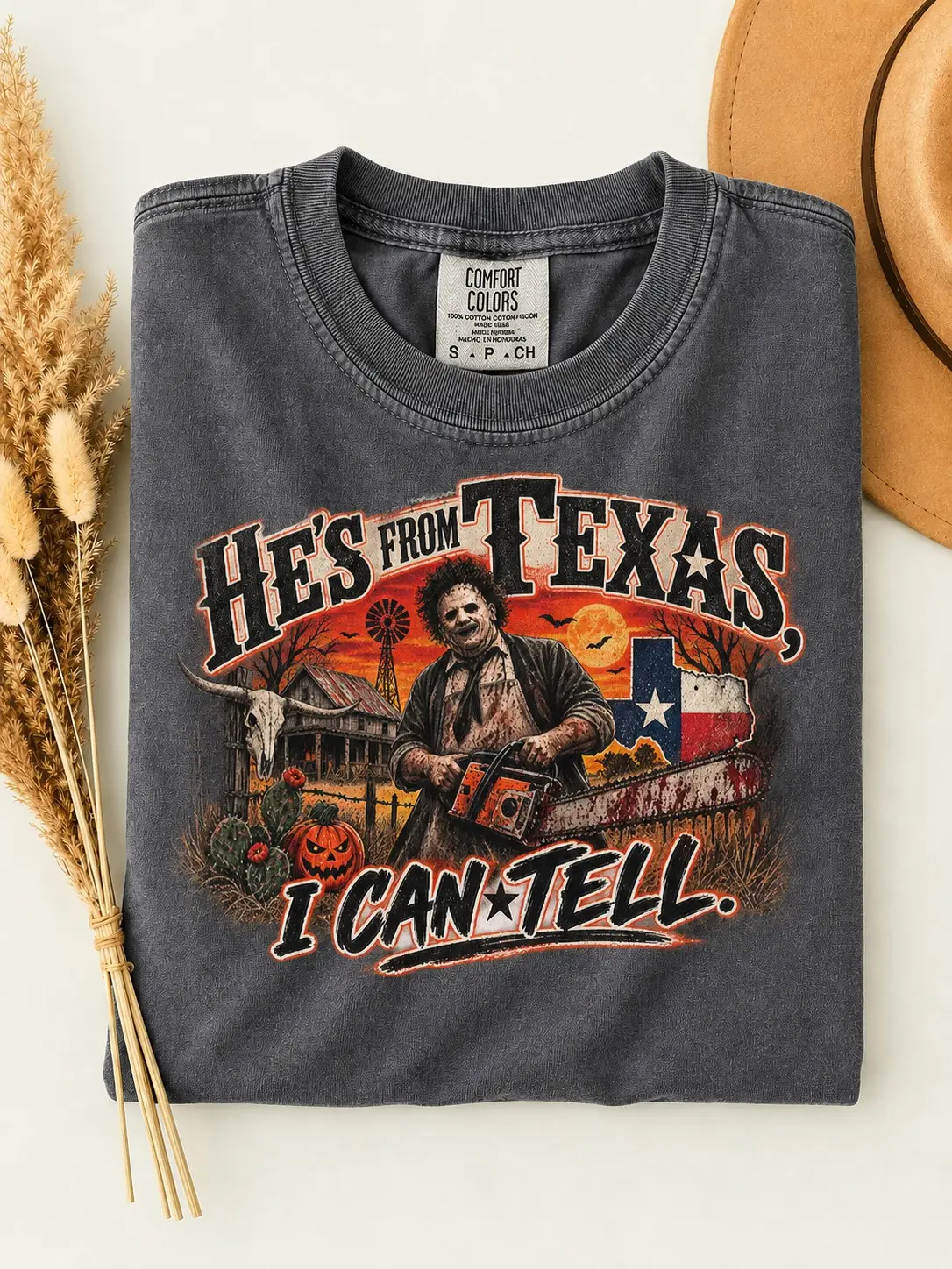 Texas Chainsaw Killer Horror Shirt, Western Halloween Spooky Cowboy Vintage Graphic Tee - photo 2