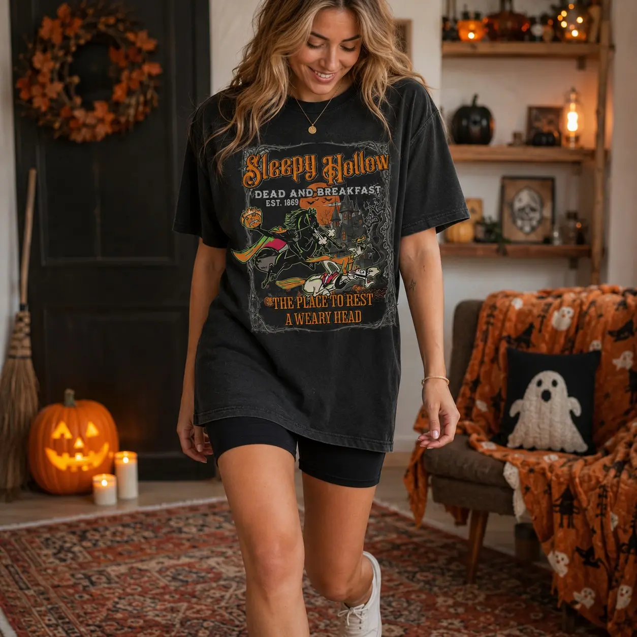 The Headless Horseman Shirt, Sleepy Hollow Halloween Tee, Horror Cartoon Party Gift Top - photo 3