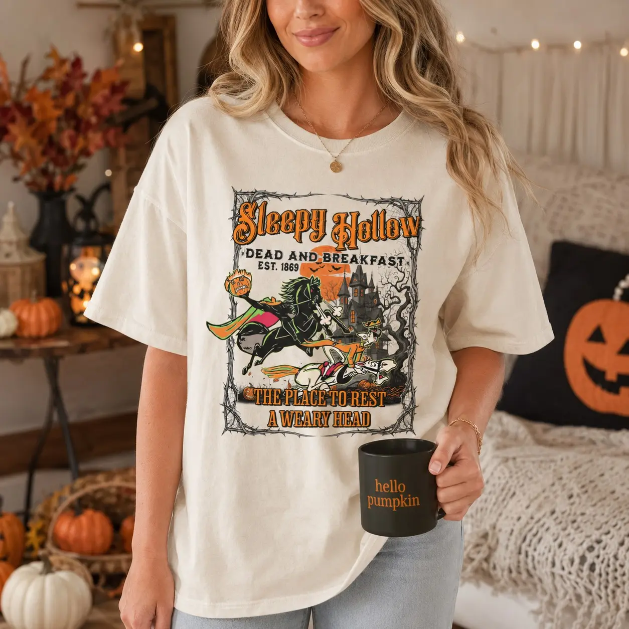 The Headless Horseman Shirt, Sleepy Hollow Halloween Tee, Horror Cartoon Party Gift Top - photo 4