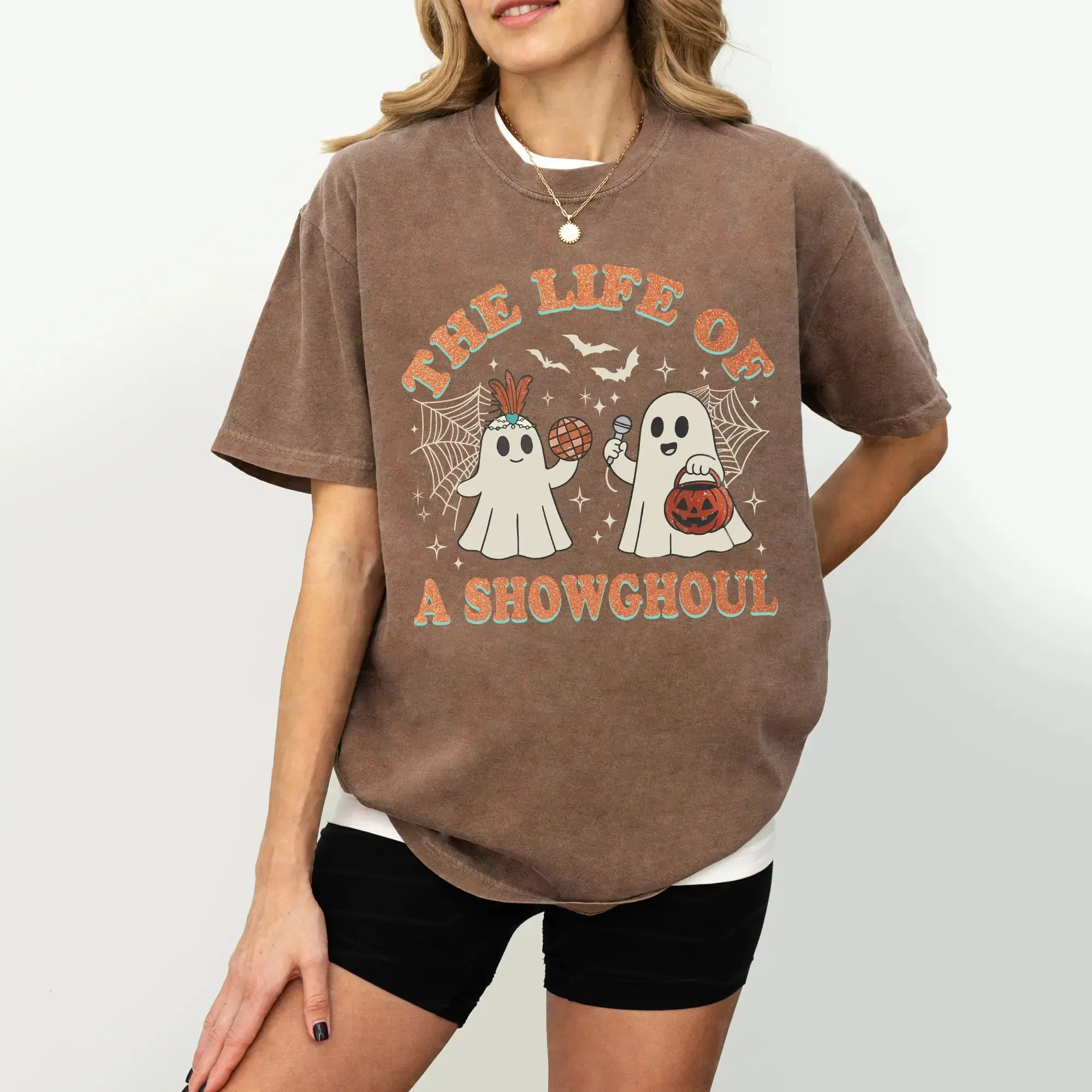 Comfort Colors The Life of a Showghoul Shirt, Cute Ghost Funny Skeleton Music Album Halloween Tee for Women - photo 5