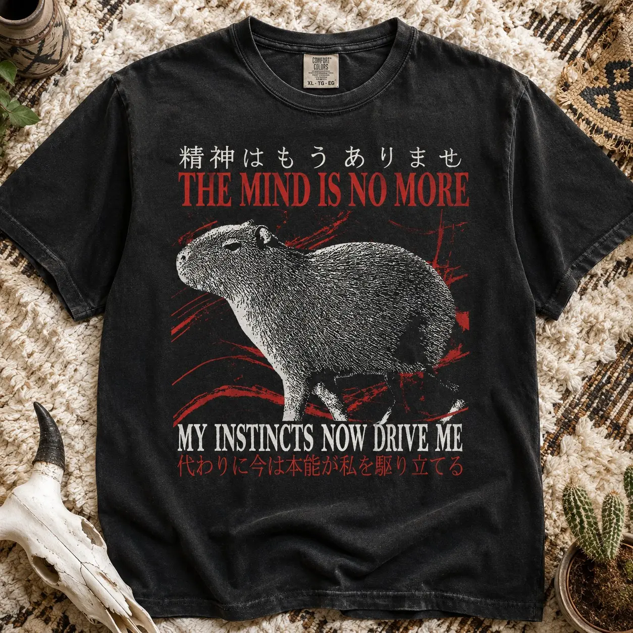 The Mind Is No More Capybara Graphic Shirt for Women, Retro Horror Short Sleeve Tee for Halloween and Dark Humor Gift - photo 1
