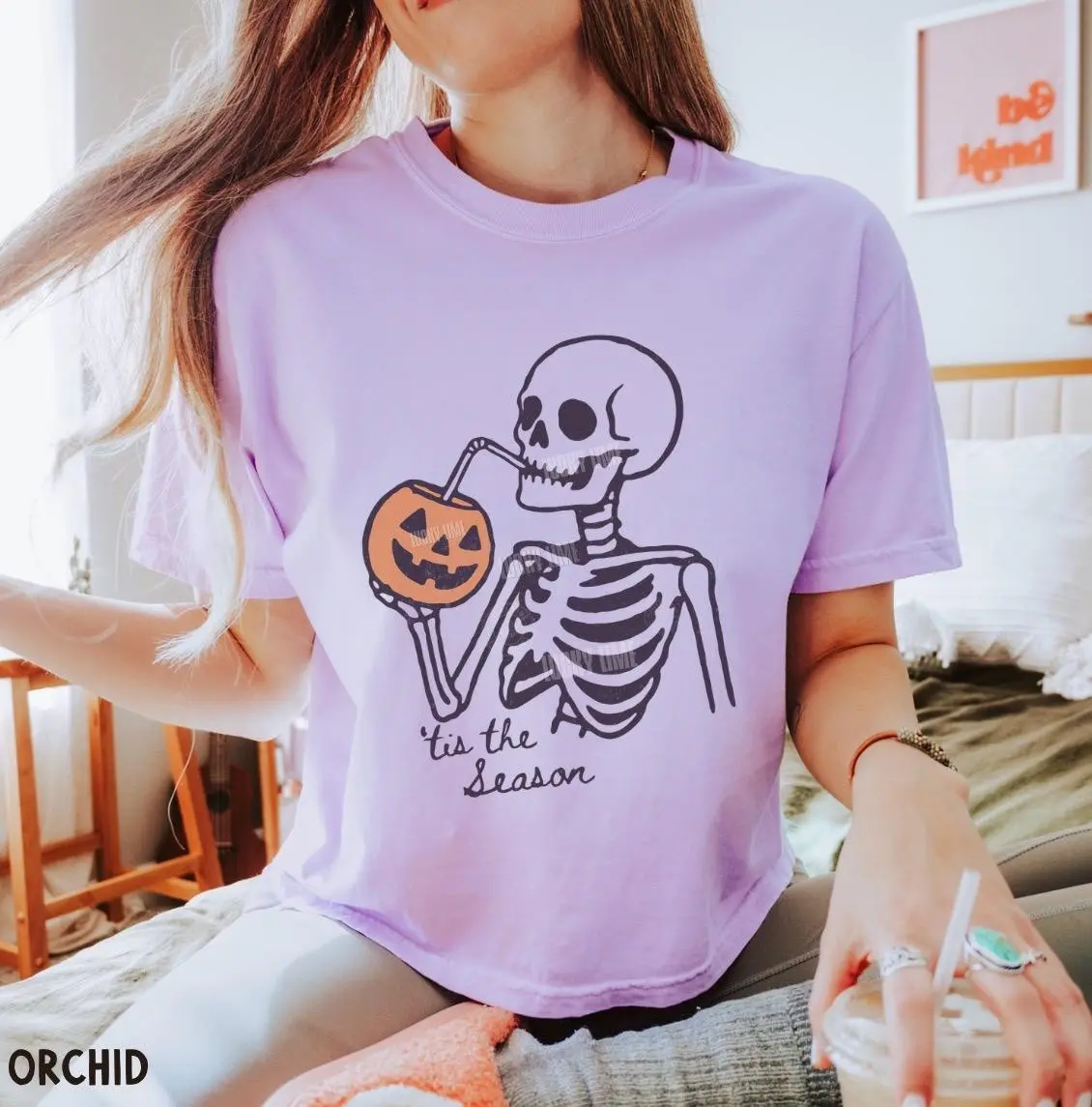 Tis The Season Halloween Cropped Shirt, Skeleton Summerween Boxy Tee, Funny Womens Comfort Colors Fall Crop Top