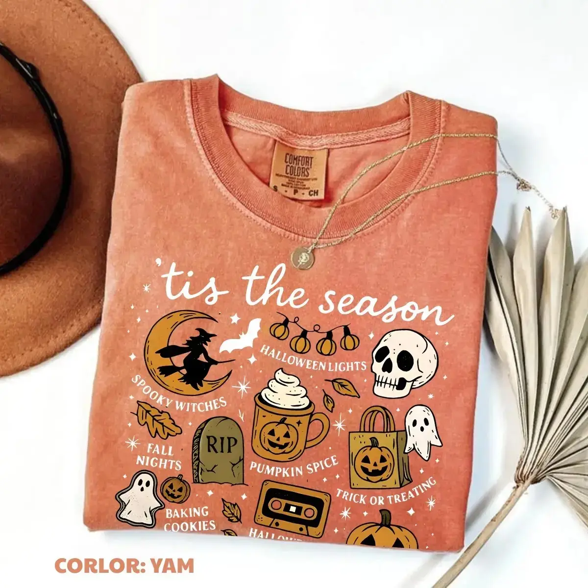 Tis The Season Halloween T-Shirt, Comfort Colors Cute Coquette Fall Tee, Retro Pumpkin Spice Spooky Witch Ghost Trick Or Treat Top - photo 2