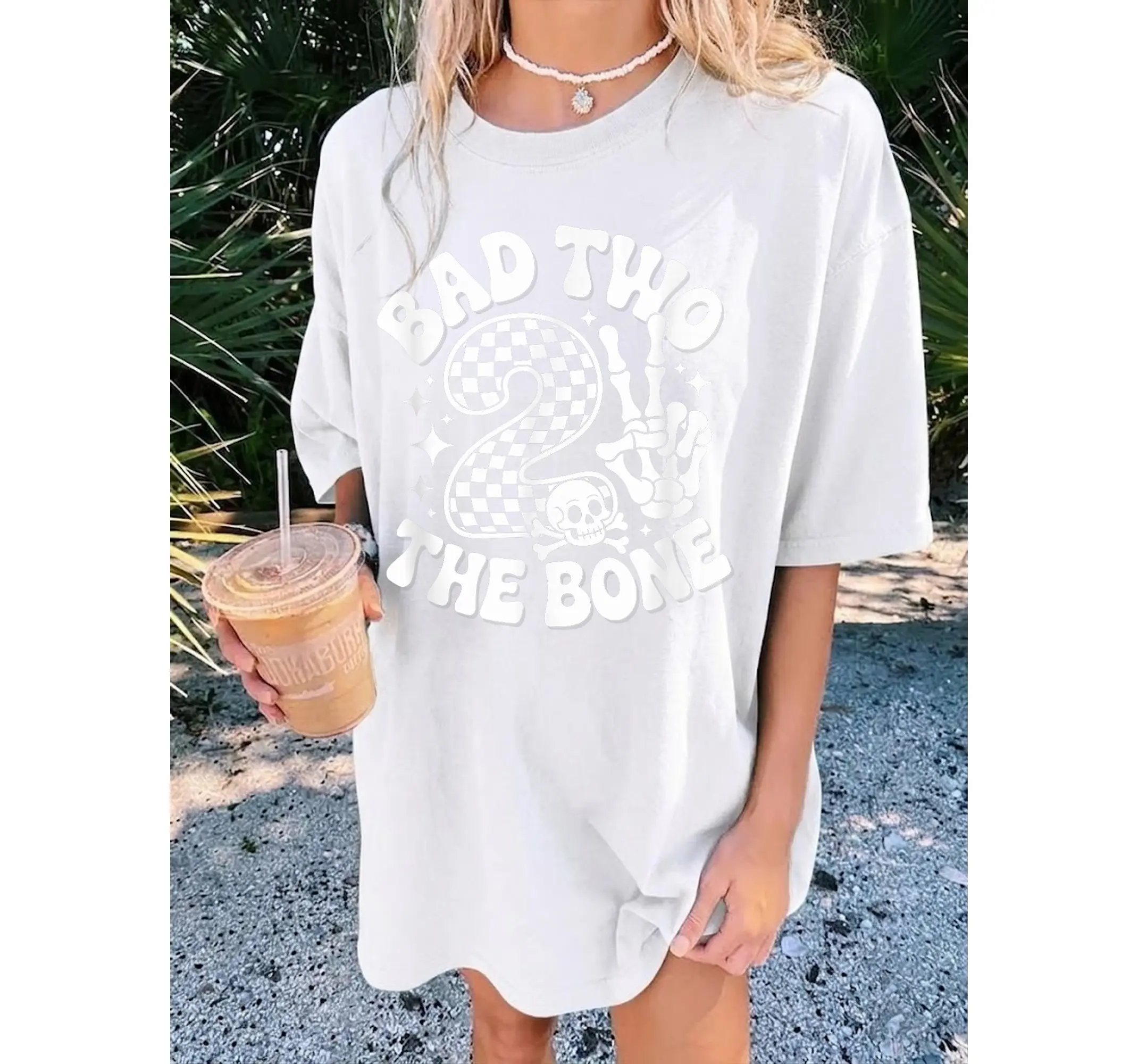 Toddler 2nd Birthday Skeleton Shirt, Bad Two The Bone Vintage Biker Graphic Tee