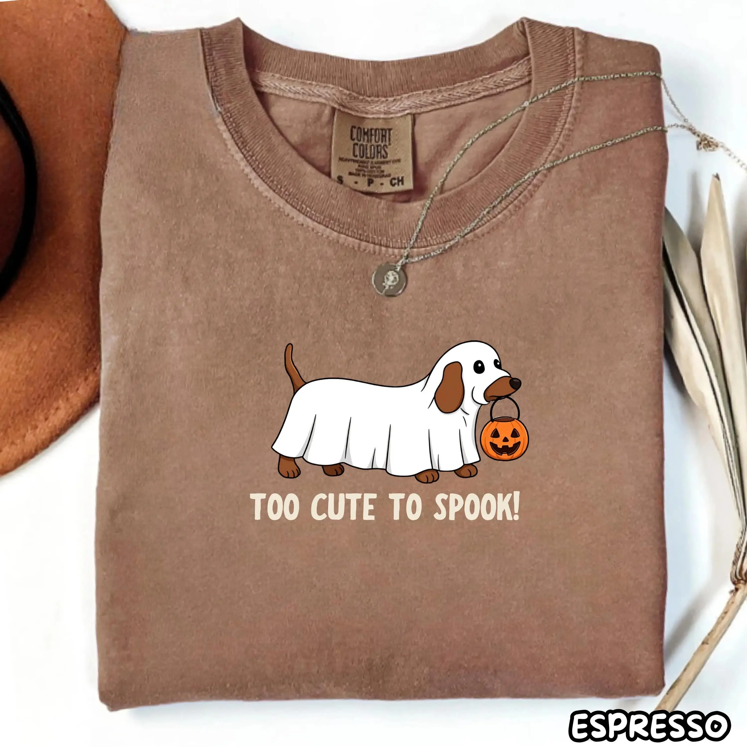 Comfort Colors Too Cute Too Spook Halloween Dachshund Ghost Shirt, Doxie Wiener Dog Pumpkin Autumn Lover Tee - photo 5