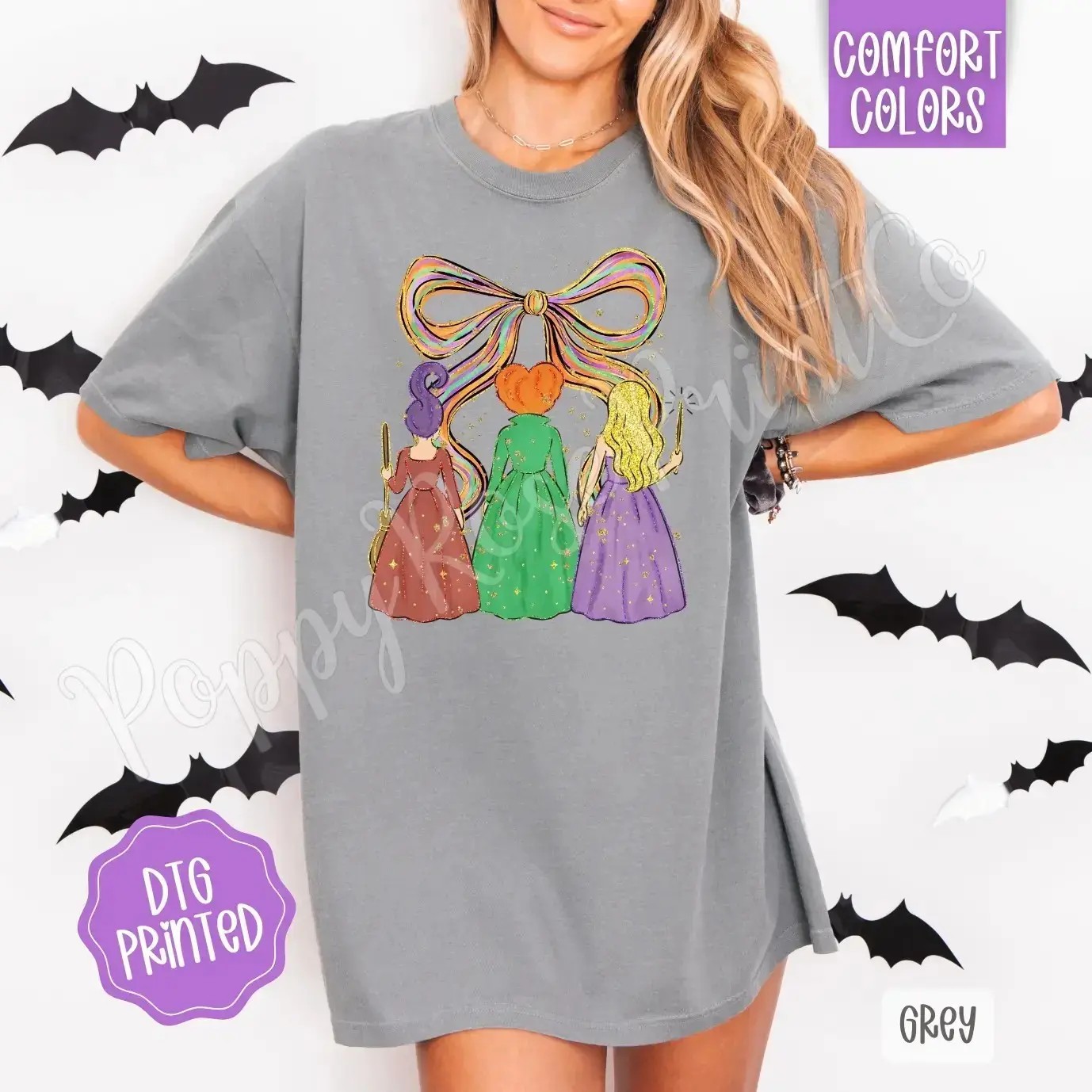 Trendy Preppy Witch Shirt, Womens Fall Comfort Colors Graphic Tee, Spooky Season Halloween Retro Witchy Vibes Cute - photo 5