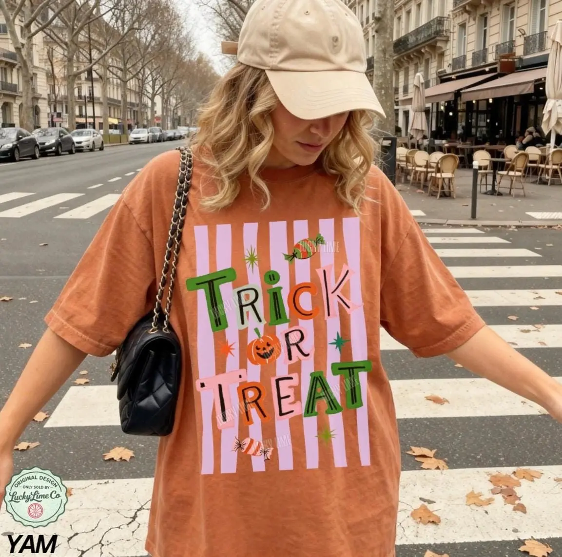 Comfort Colors Trick Or Treat Shirt, Preppy Retro Halloween Tee, Pumpkin Spooky Season Graphic Top
