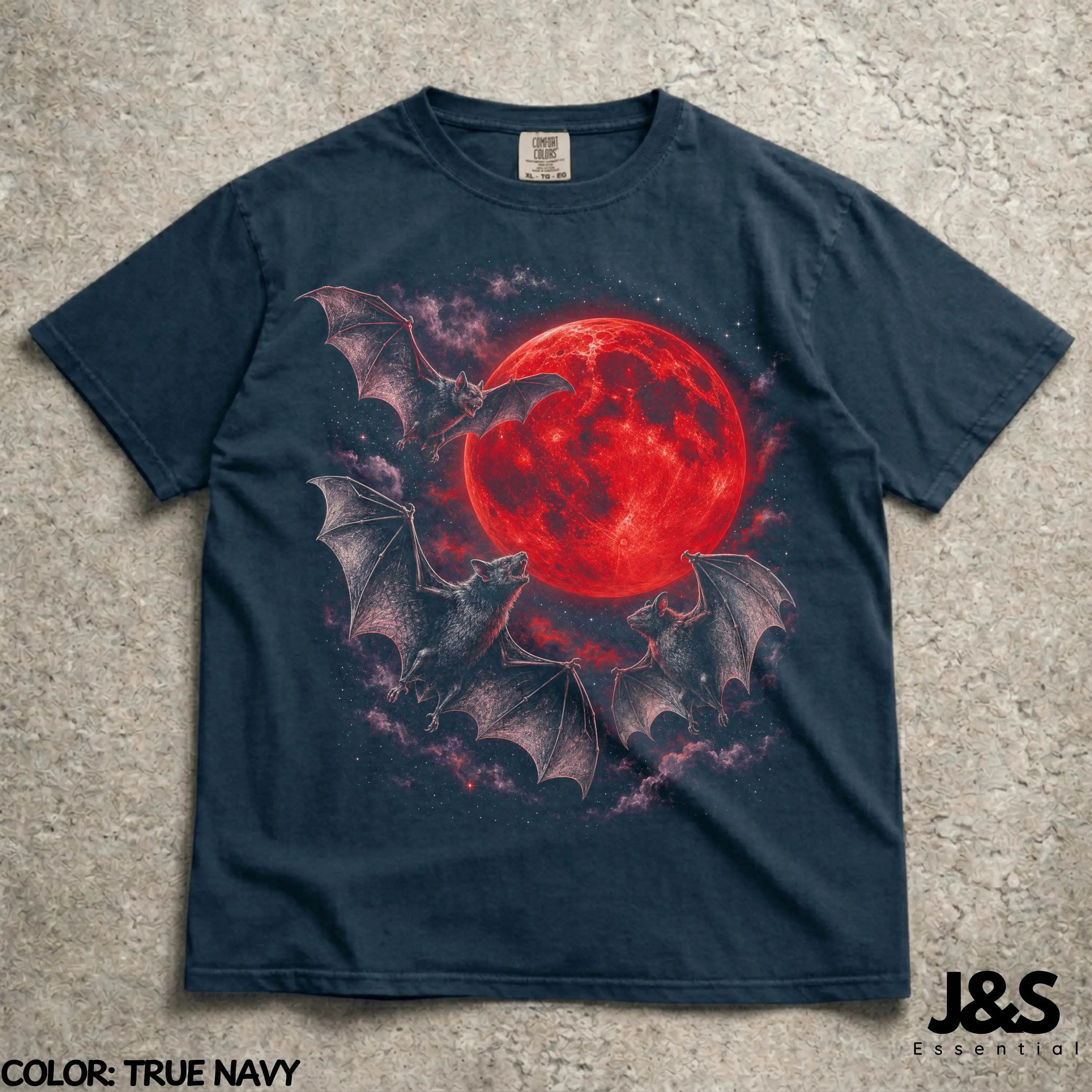 Vampire Bat Moon Halloween T-Shirt, Red Blood Gothic Comfort Colors Graphic Tee, Spooky Lover Gift - photo 4