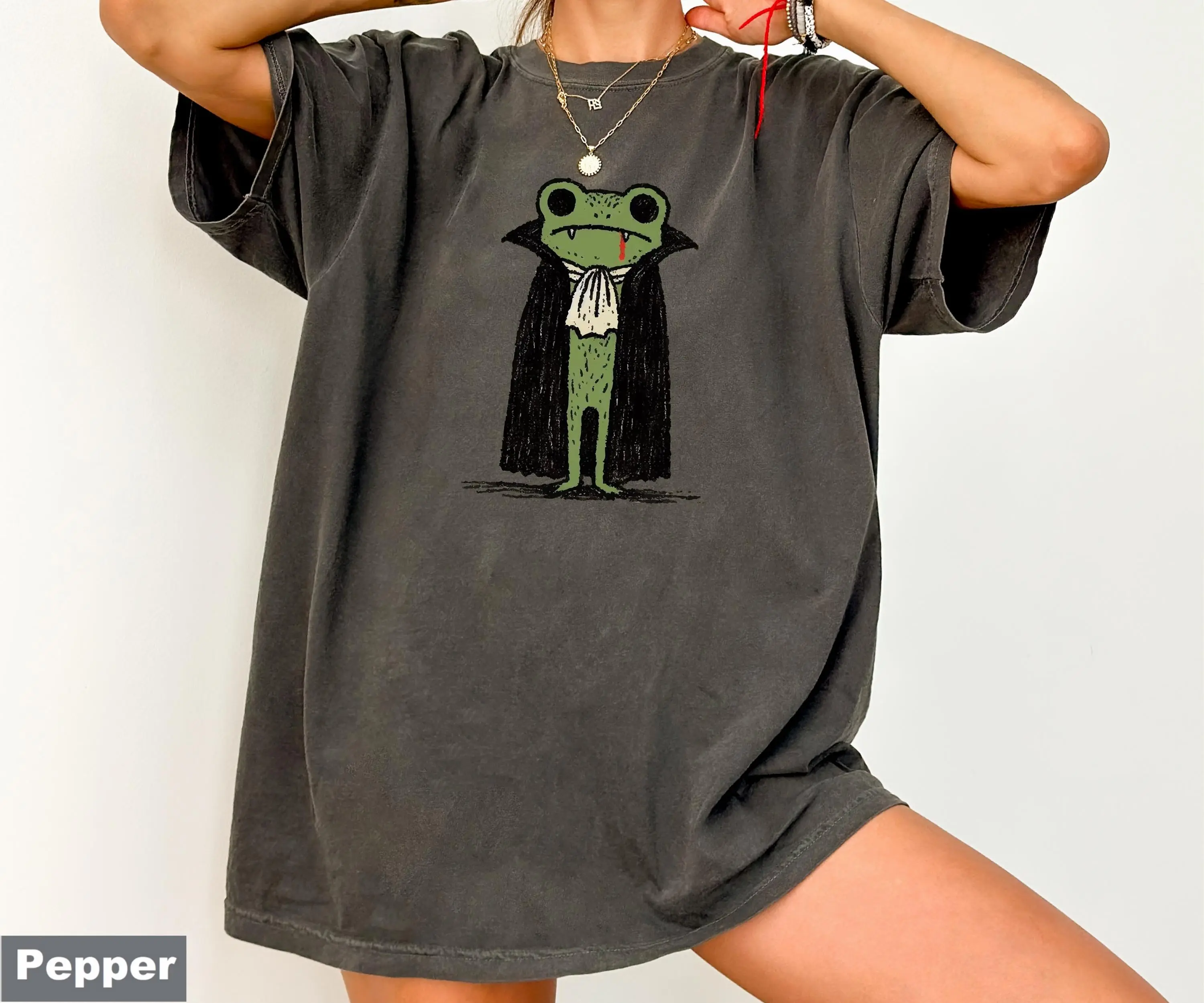Comfort Colors Vampire Frog Halloween Shirt, Cute Spooky Funny Graphic Tee, Animal Lover Fall Gift