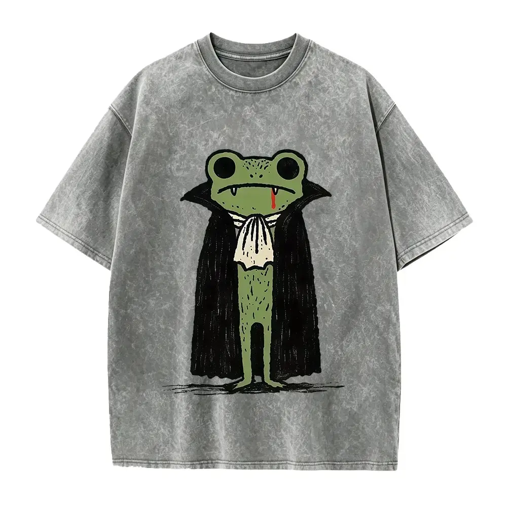 Cute Spooky Frog Vampire Halloween Shirt for Women, Funny Graphic Tee, Animal Lover Gift, Short Sleeve Casual Top
