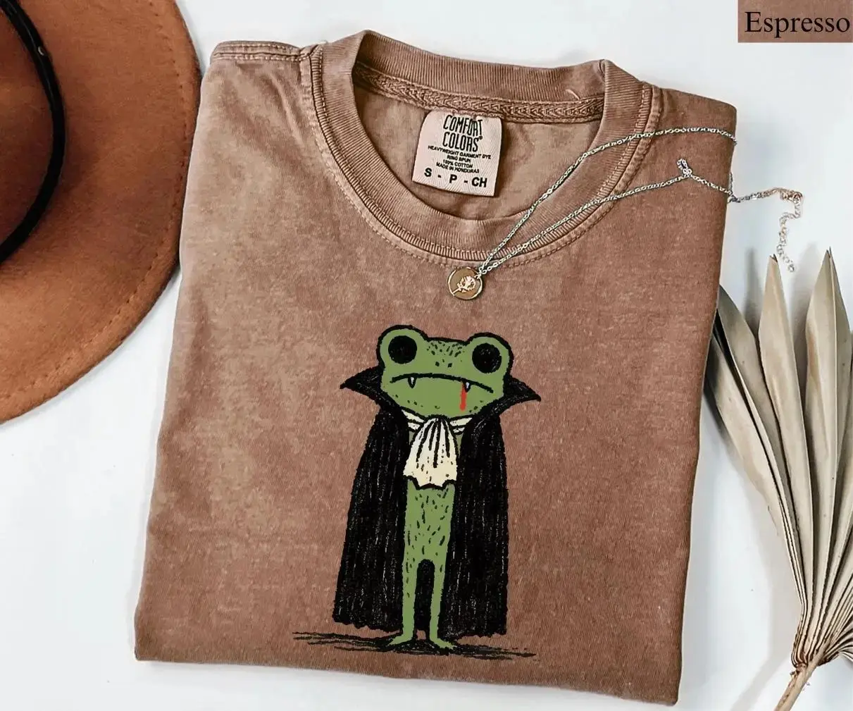 Gildan Premium Cotton Vampire Frog Halloween Shirt for Women, Cute Funny Spooky Tee, Toad Lover Gift Top - photo 2