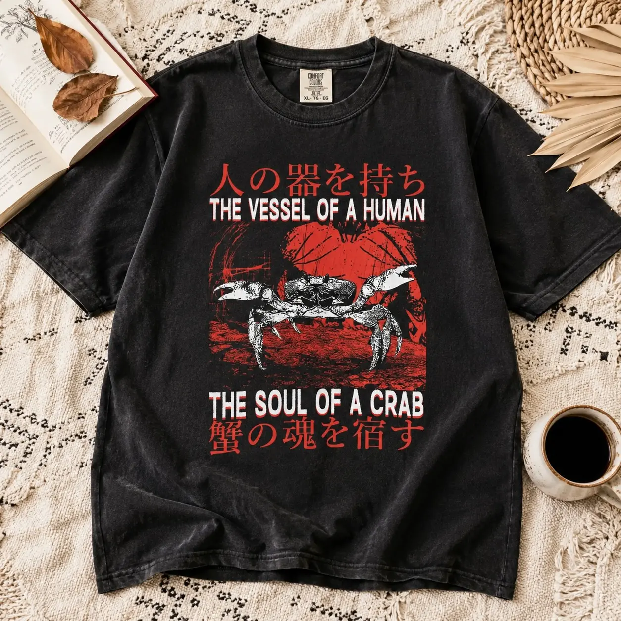 Vessel of a Human Soul of a Crab Graphic Shirt for Women, Vintage Horror Halloween Tee, Dark Humor Gift - photo 2