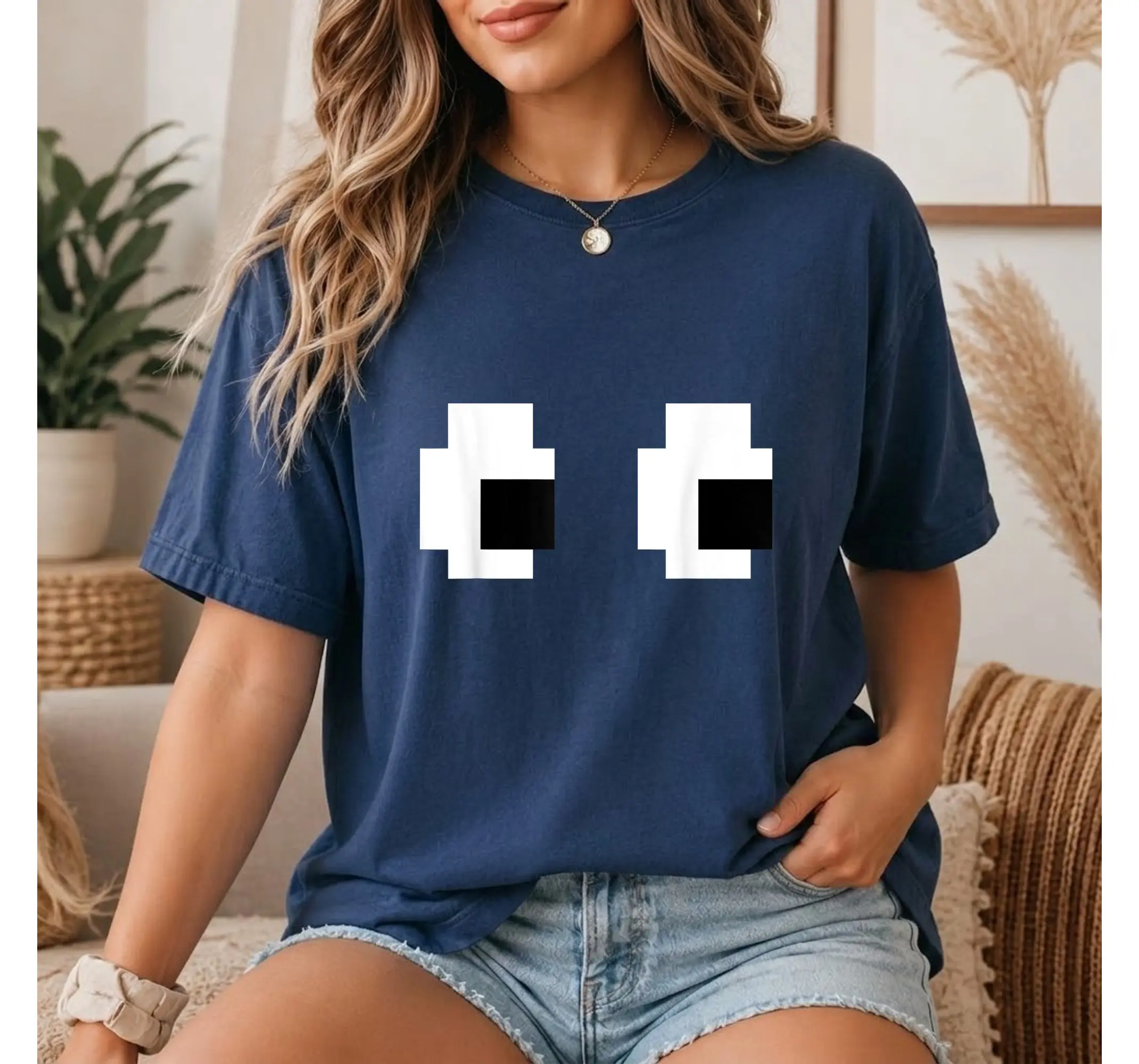 Vintage 80s Arcade Gamer T-Shirt, Retro Pixel Art 8-Bit Ghost Graphic Tee - photo 2