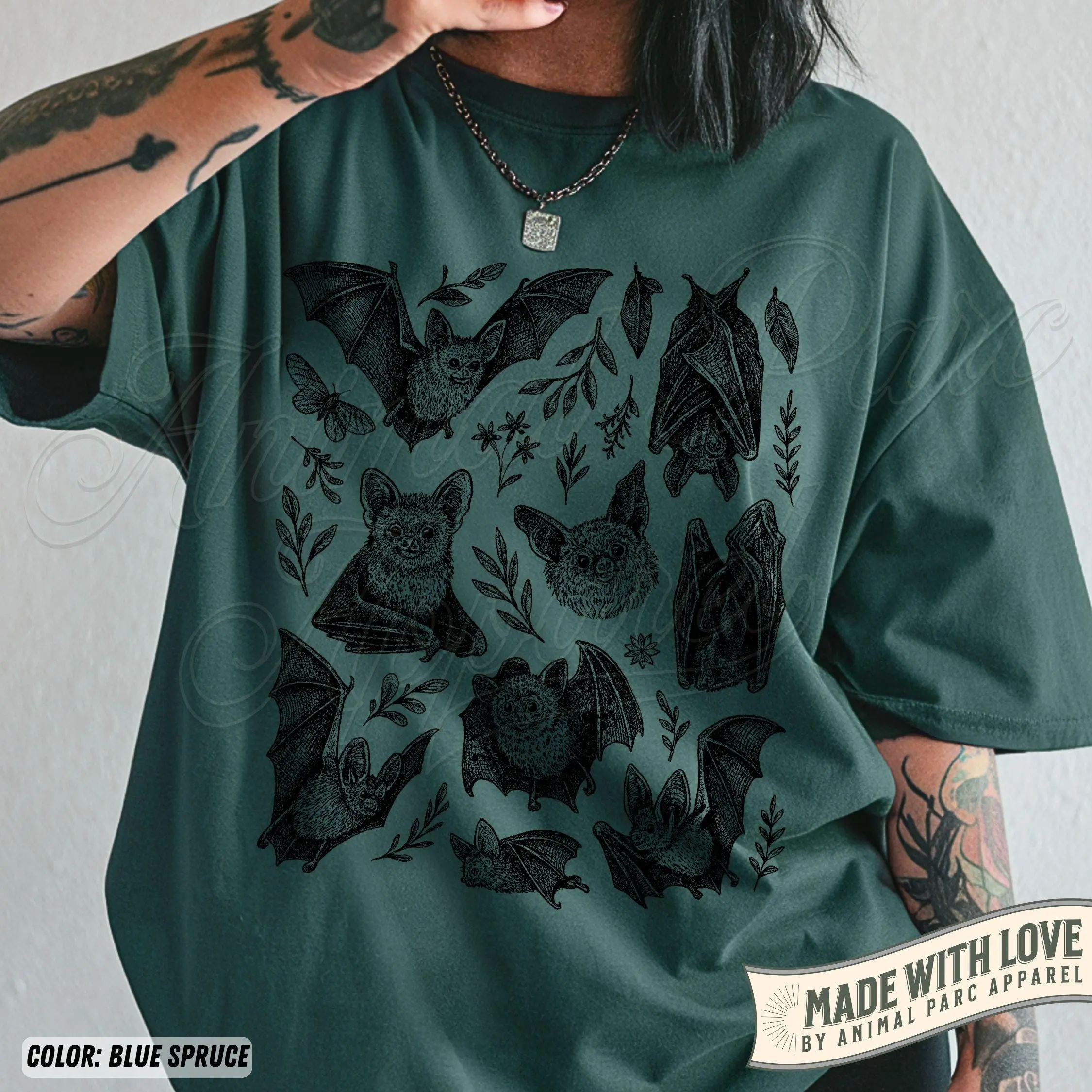 Vintage Bat T-Shirt for Women, Gothic Cottagecore Graphic Tee, 90s Retro Halloween Dark Academia Spooky Animal Aesthetic Top - photo 5