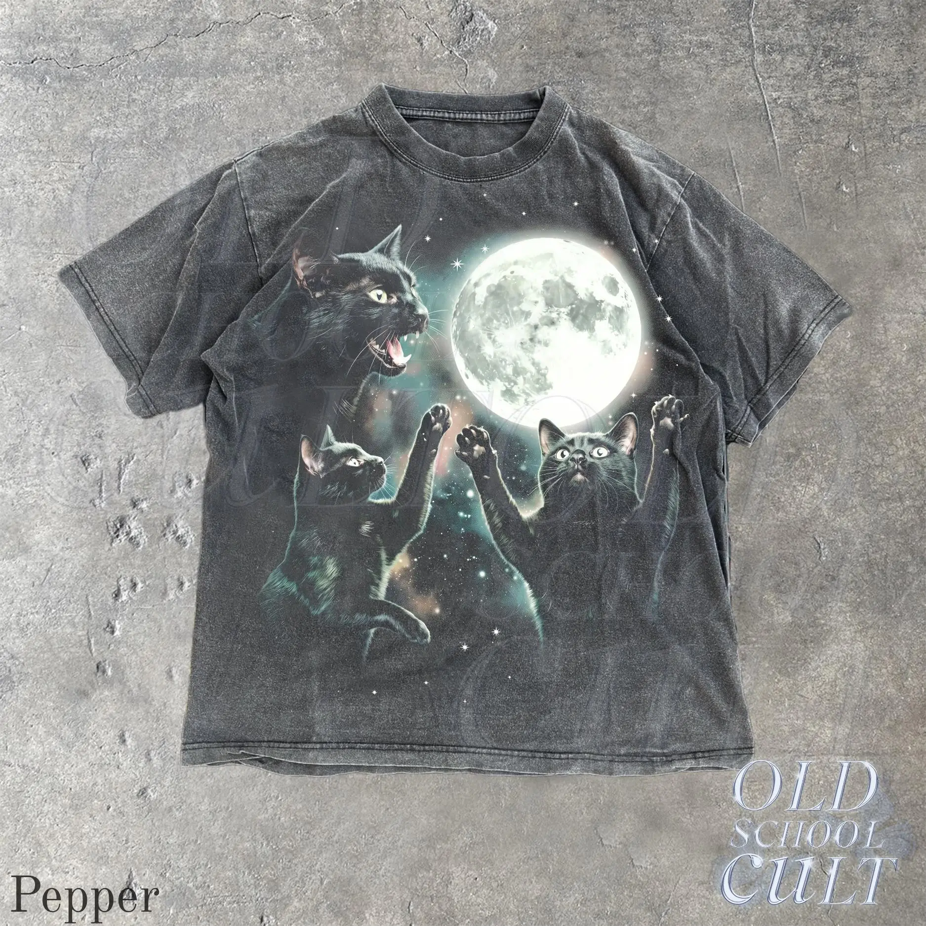 Vintage Black Cat Moon Graphic T Shirt, Celestial Spooky Gothic Kitty Tee, Witchy Halloween Mom Gift Unisex Top - photo 4