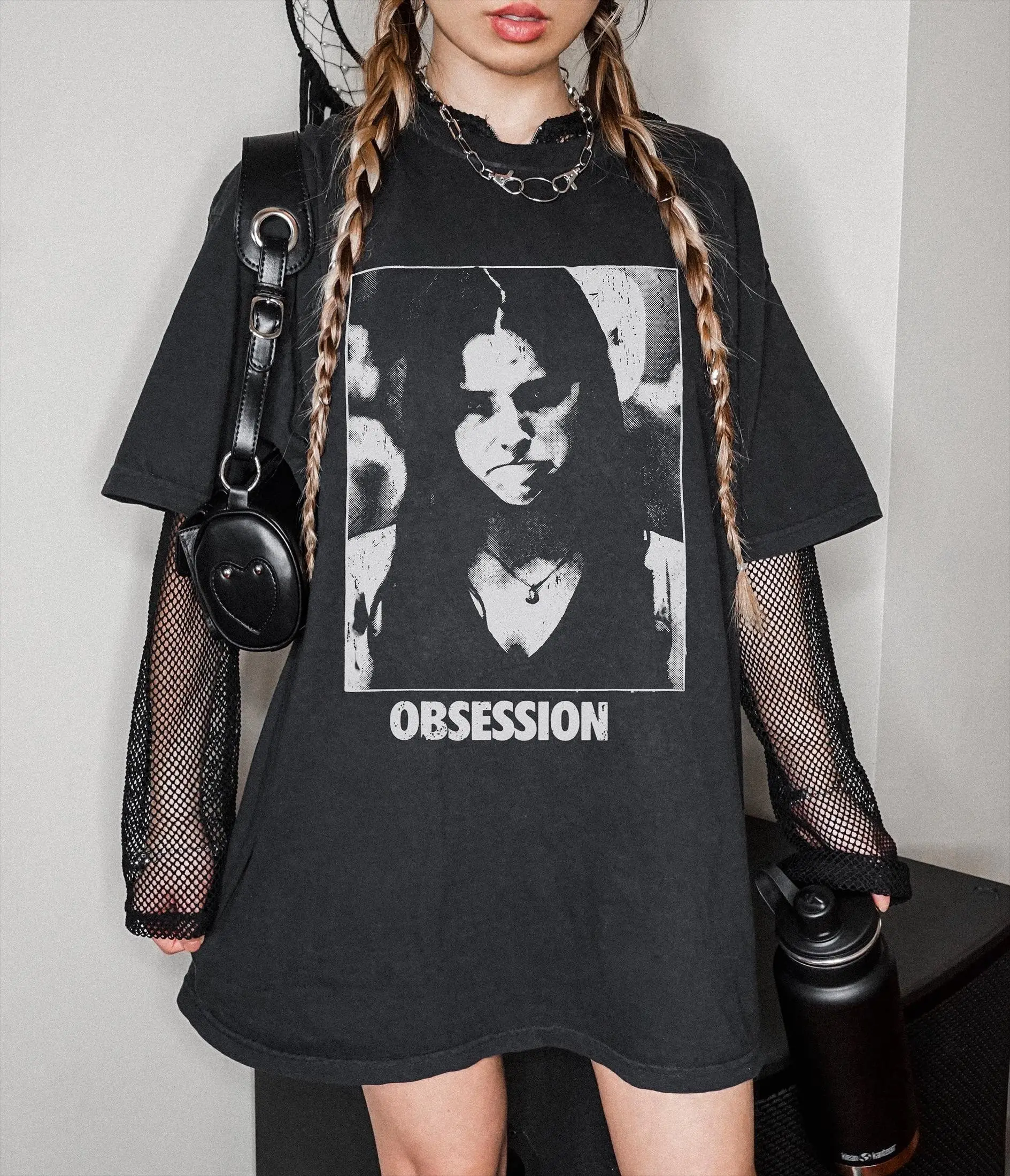 Comfort Colors Vintage Obsession T-Shirt, Frowning Nikki Gothic Horror Graphic Tee