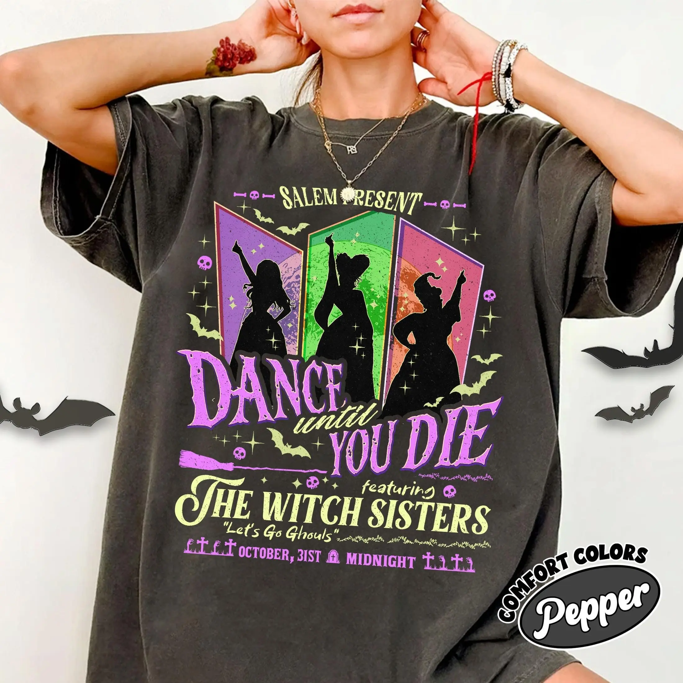 Vintage Dance Till You Die Comfort Colors Shirt, Let's Go Ghouls Halloween Witch Concert Theme Park Spooky Tee