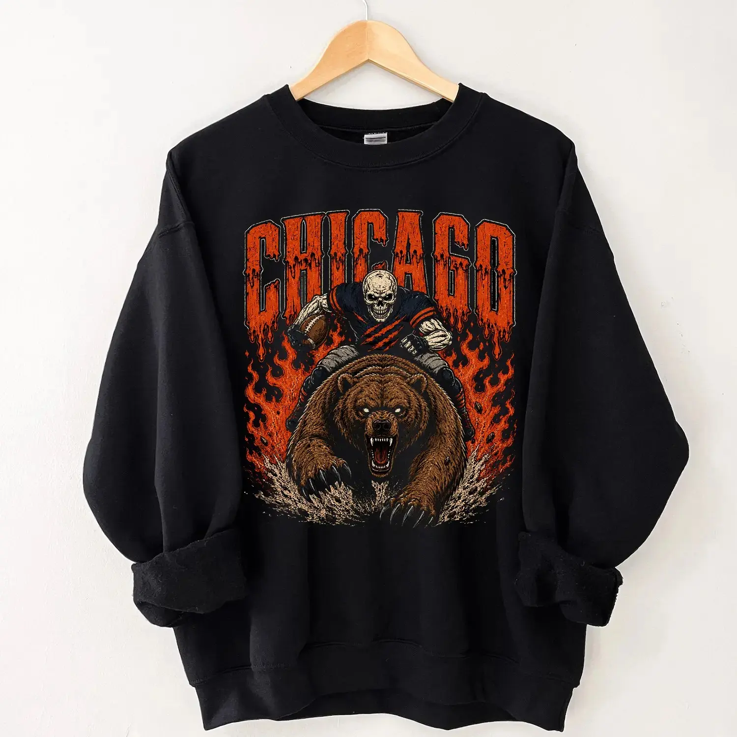 Vintage football skull sweatshirt featuring all 32 teams, classic 90s game-day style, perfect for tailgates - photo 2