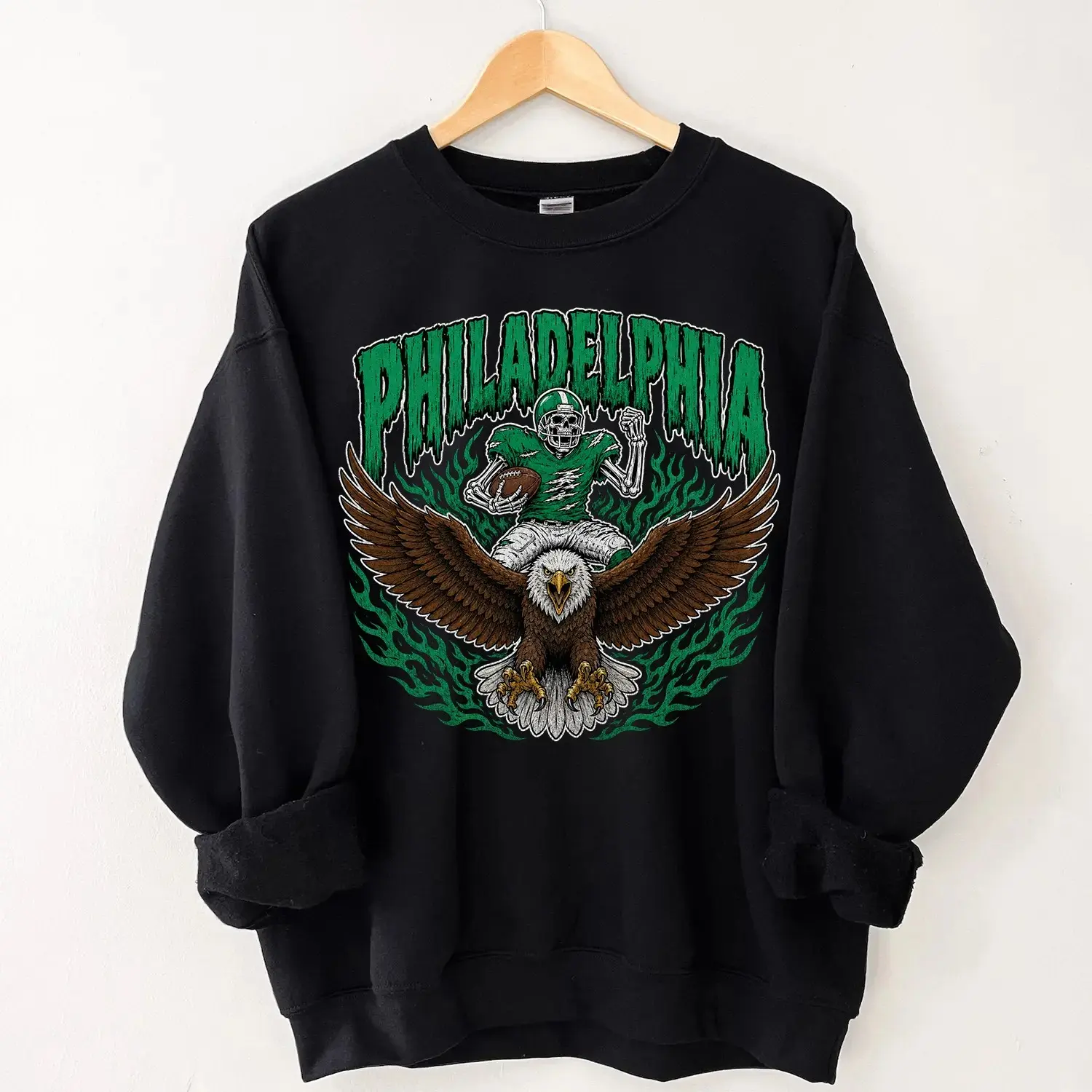 Vintage football skull sweatshirt featuring all 32 teams, classic 90s game-day style, perfect for tailgates - photo 3