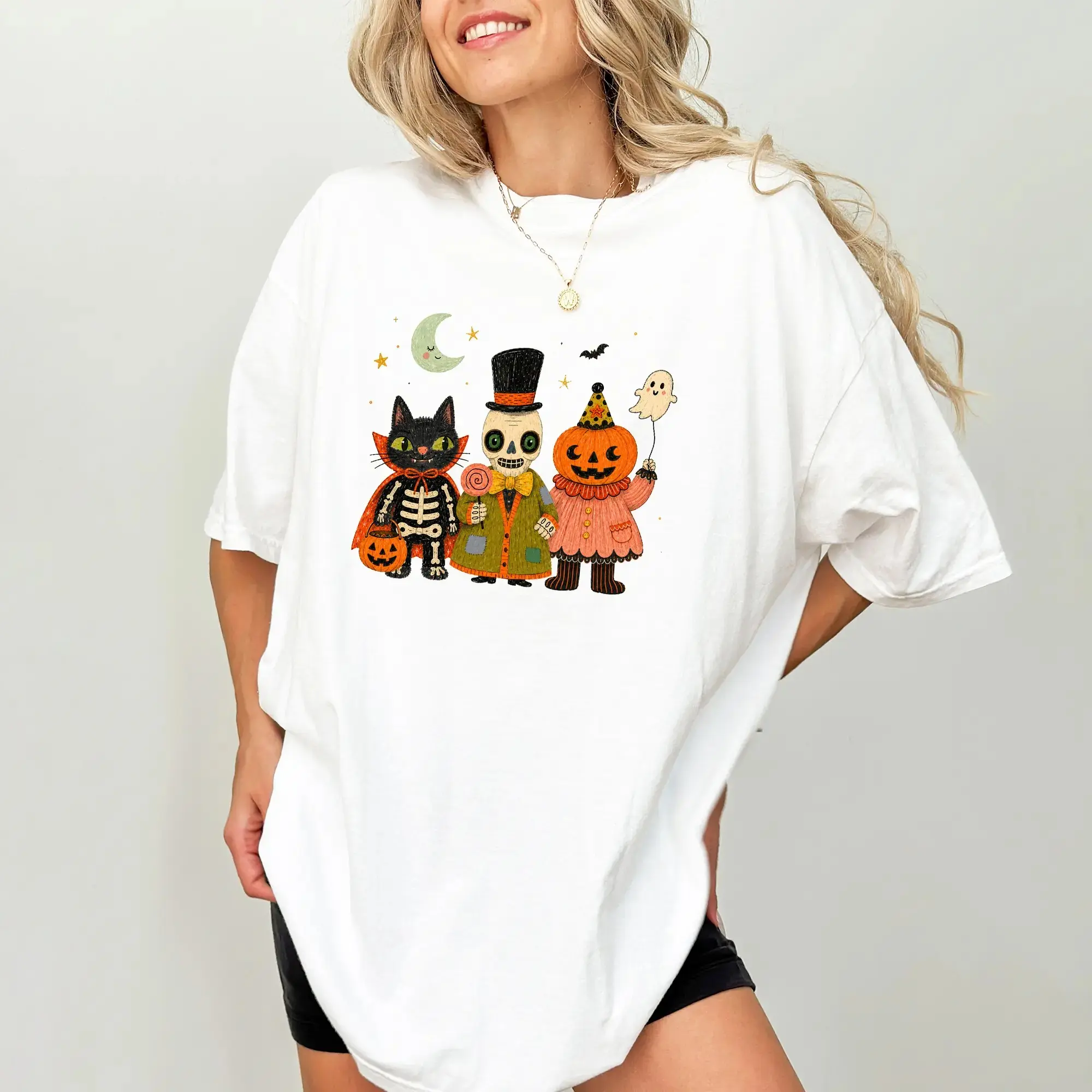 Vintage Funny Halloween Shirt for Women, Spooky Season Whimsical Graphic Tee, Retro Fall Vibes Clothing - photo 2