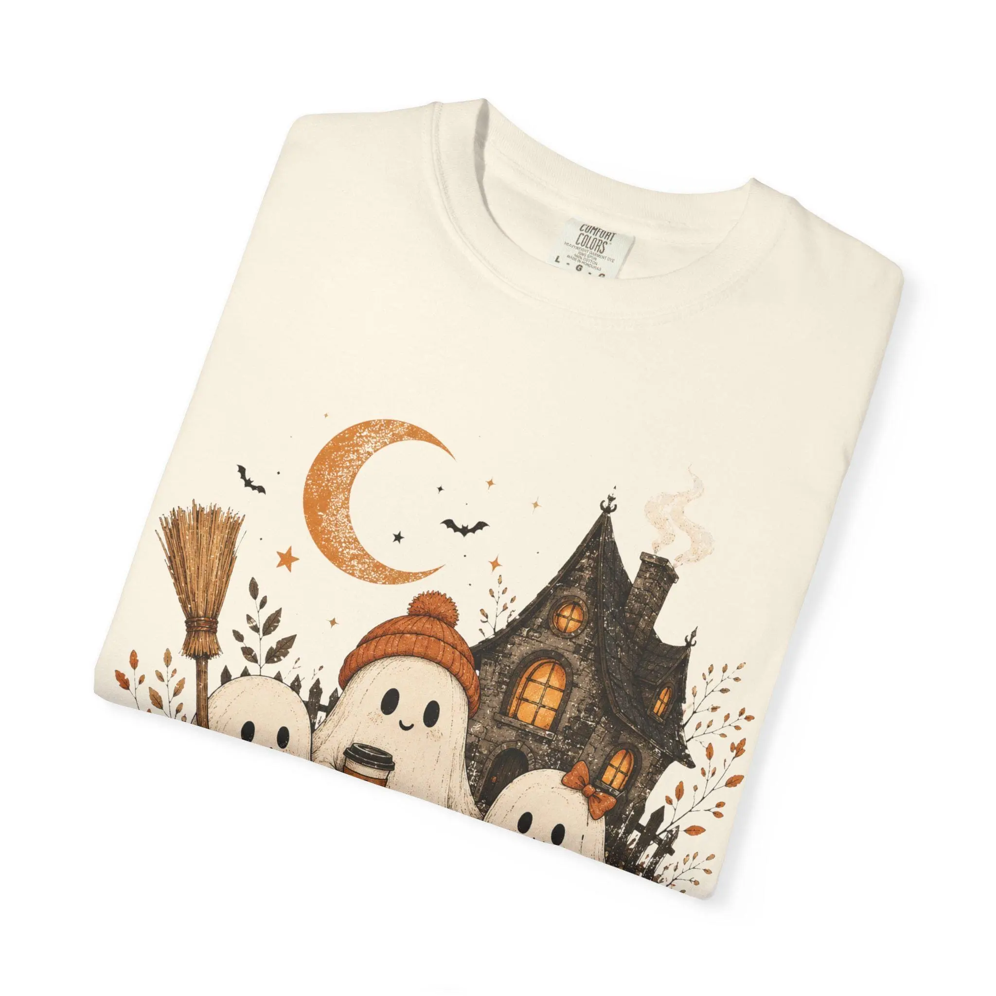 Vintage Ghost Family Halloween Shirt for Women, Dog and Cat Pumpkin Haunted House Graphic Tee, Cute Spooky Comfort Colors Top - photo 3