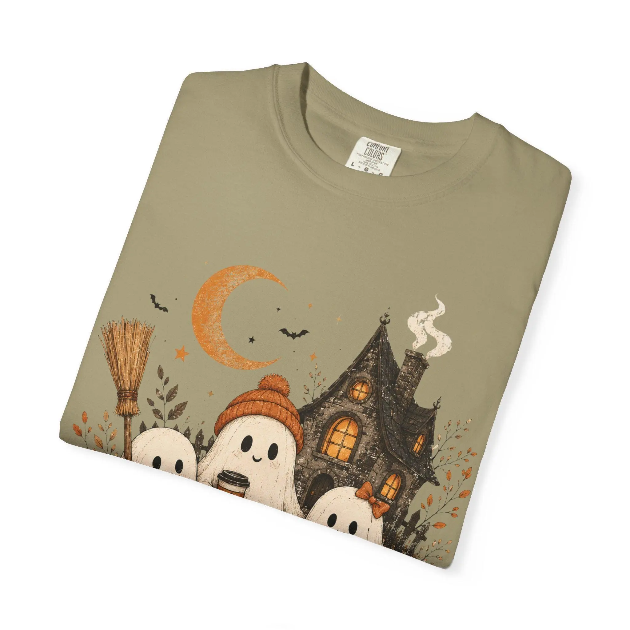 Vintage Ghost Family Halloween Shirt for Women, Dog and Cat Pumpkin Haunted House Graphic Tee, Cute Spooky Comfort Colors Top - photo 5