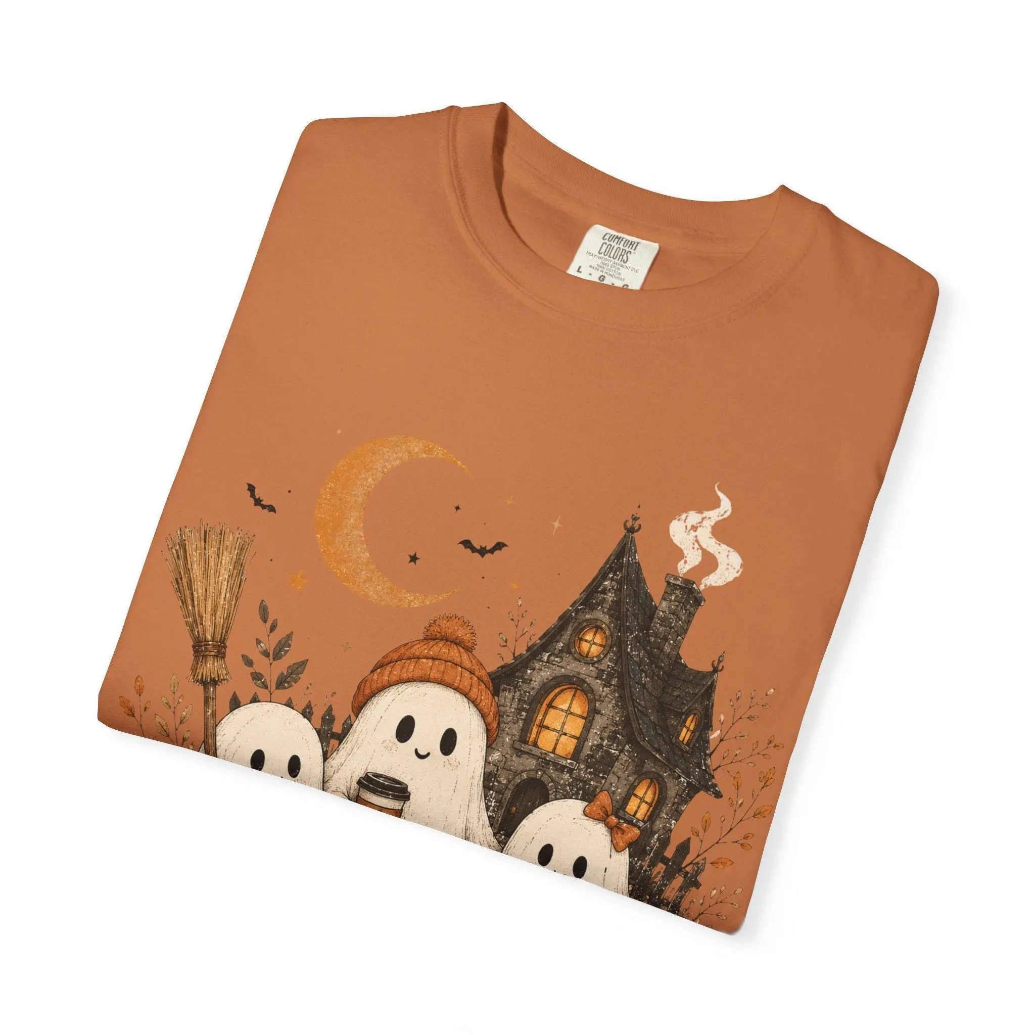 Vintage Ghost Family Halloween Sweatshirt for Women, Dog and Cat Pumpkin Haunted House Graphic Crewneck, Cute Spooky Comfort Colors Top - photo 4