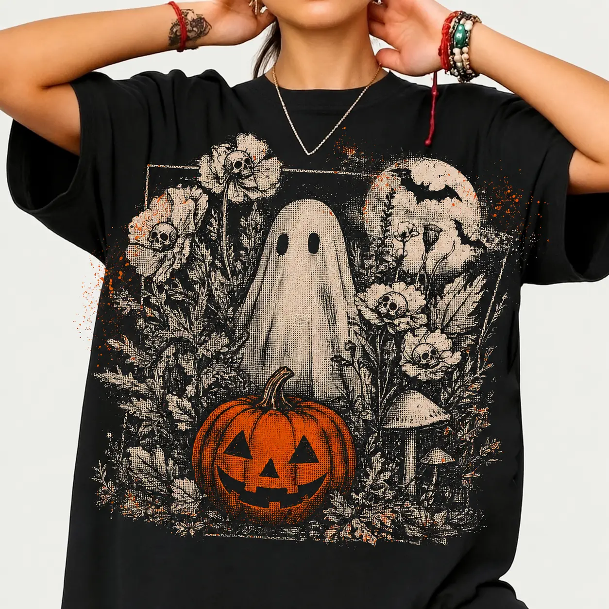 Vintage Halloween Fall Ghost Comfort colors Shirt, Jack O Lantern, Spooky Season Moon Gift
