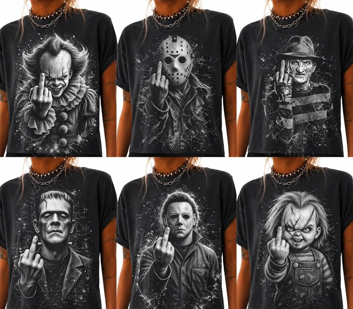 Vintage Halloween Graphic T-Shirt, Retro Horror Bundle Design Spooky Season Tee for Men and Women - photo 1