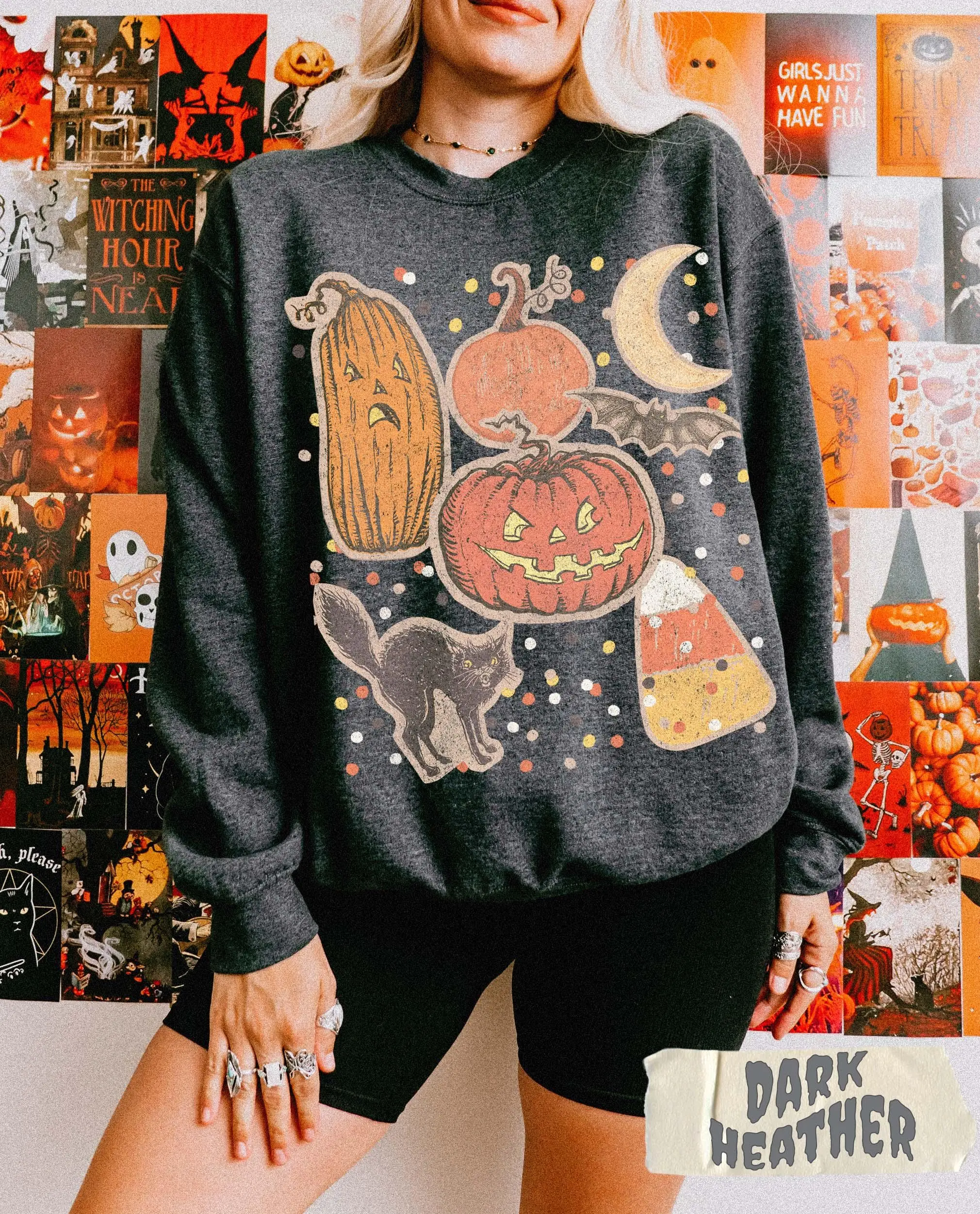 Vintage 90s Halloween Pumpkin Hoodie, Spooky Witch Trick Or Treat Fall Autumn Retro Graphic Pullover