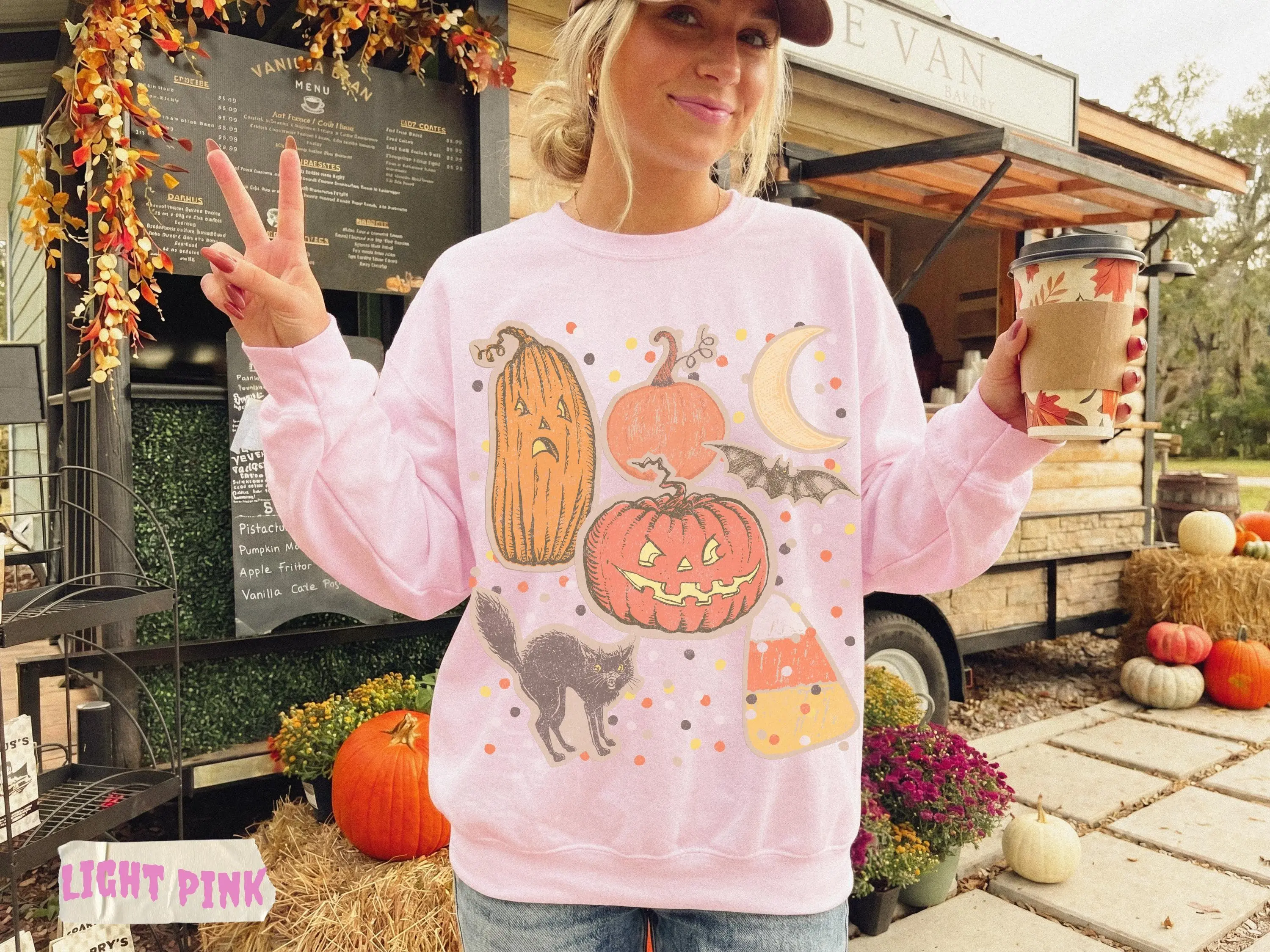 Vintage 90s Halloween Pumpkin Sweatshirt, Spooky Witch Trick Or Treat Fall Autumn Retro Graphic Top - photo 3