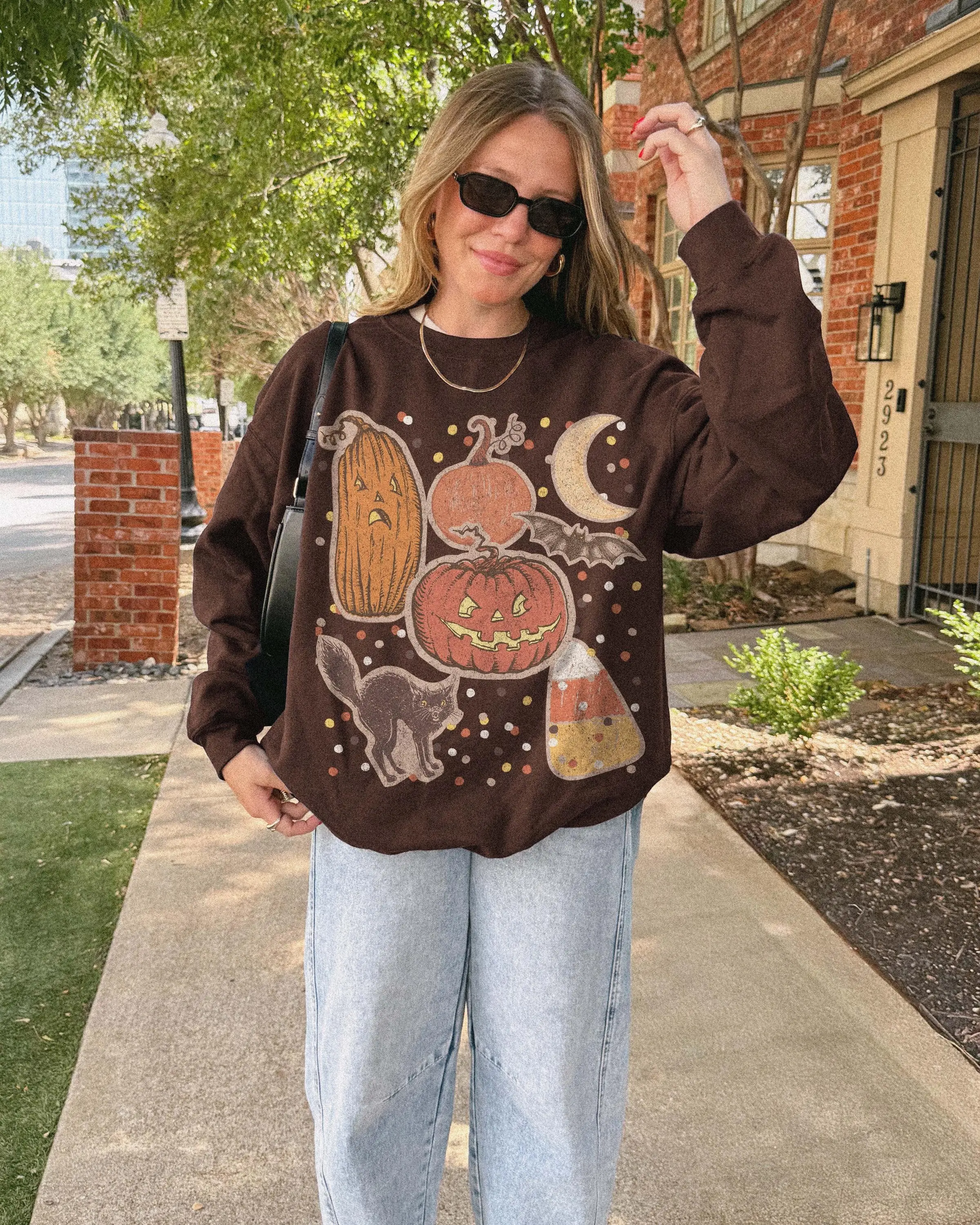 Vintage 90s Halloween Pumpkin Sweatshirt, Spooky Witch Trick Or Treat Fall Autumn Retro Graphic Top - photo 5