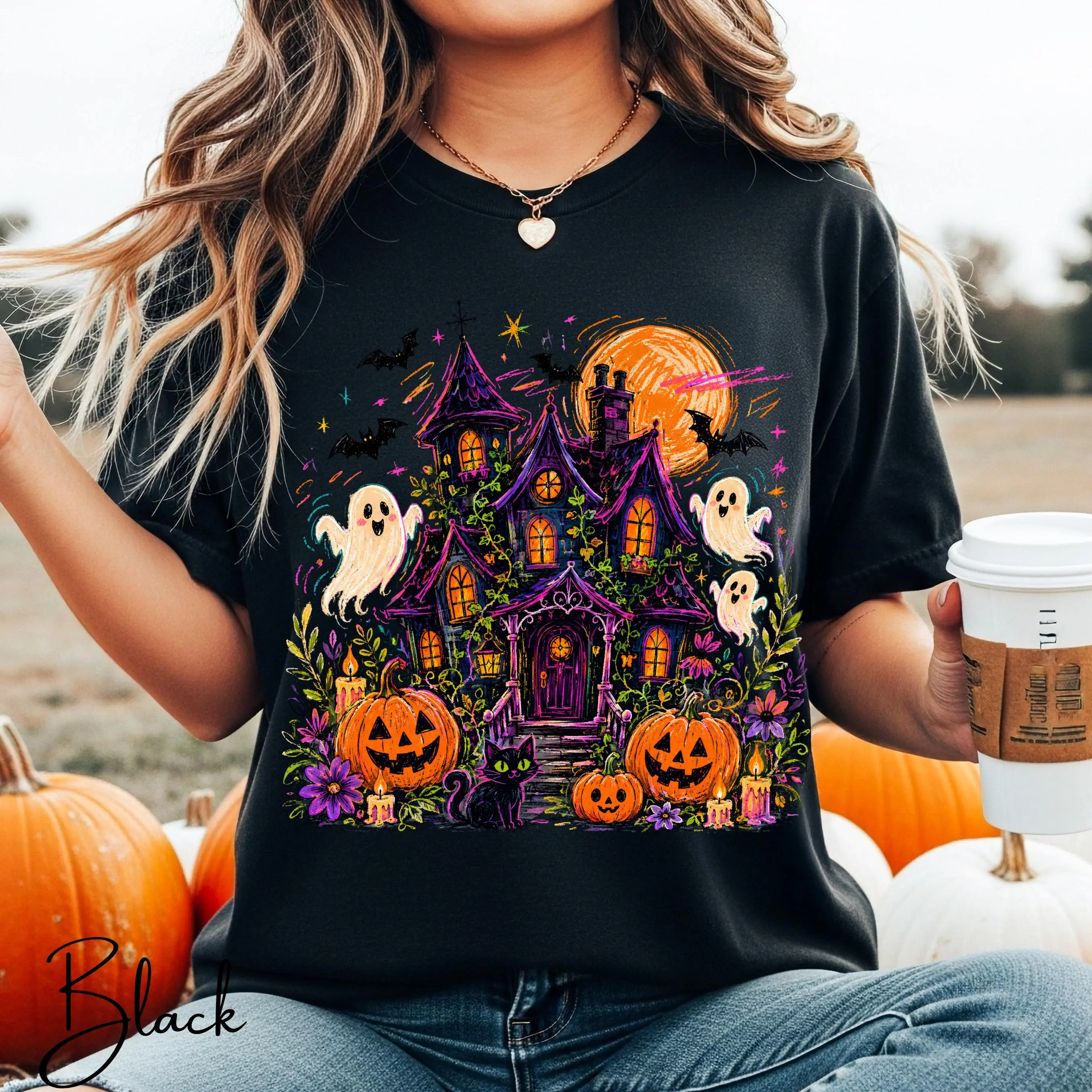 Vintage Haunted Mansion Halloween Shirt, Retro Comfort Colors Cute Ghost Pumpkin Spooky Season Fall Top