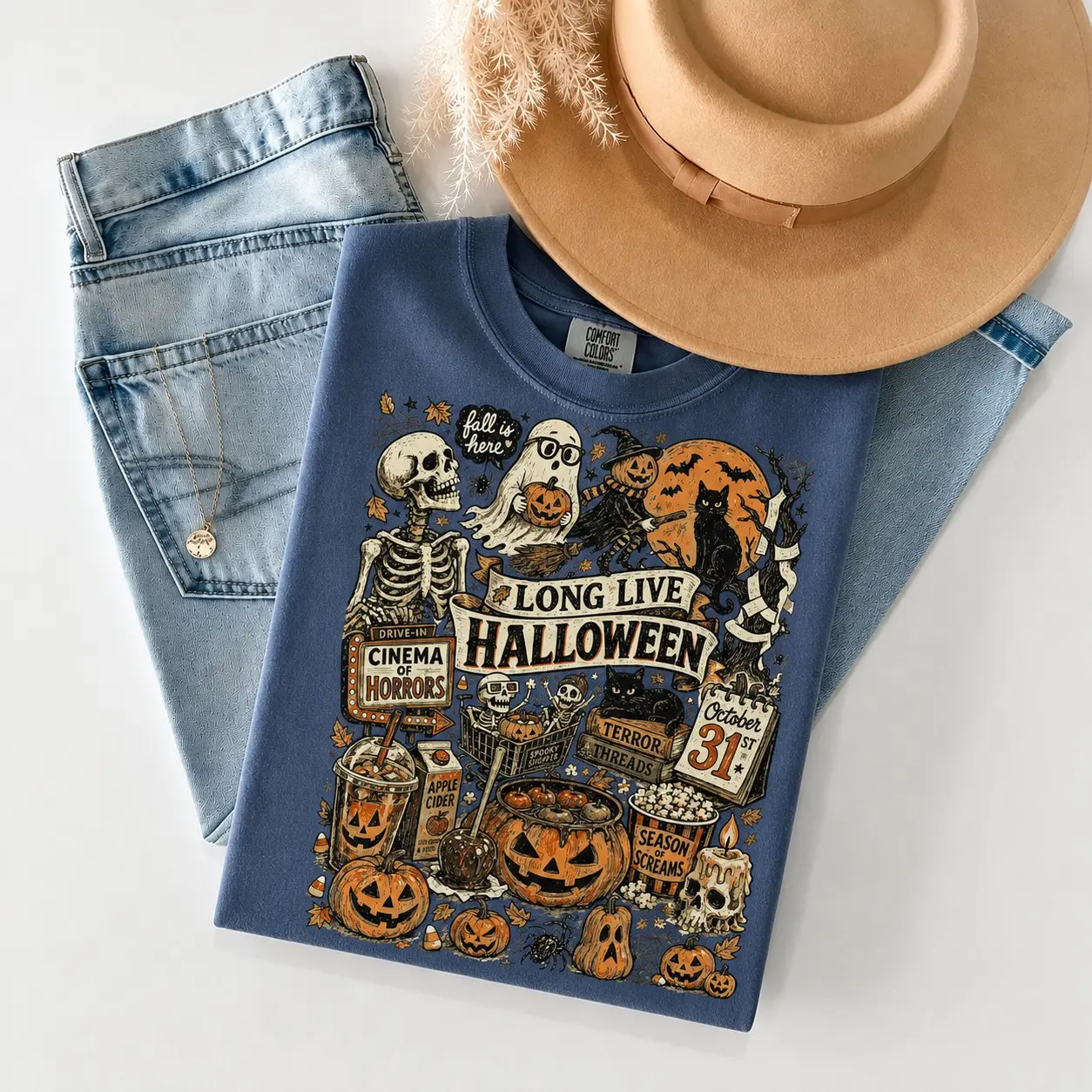 Vintage Halloween Sweatshirt, Long Live Spooky Collage Crewneck, Cute Retro Lover Fall Gift for Her - photo 4