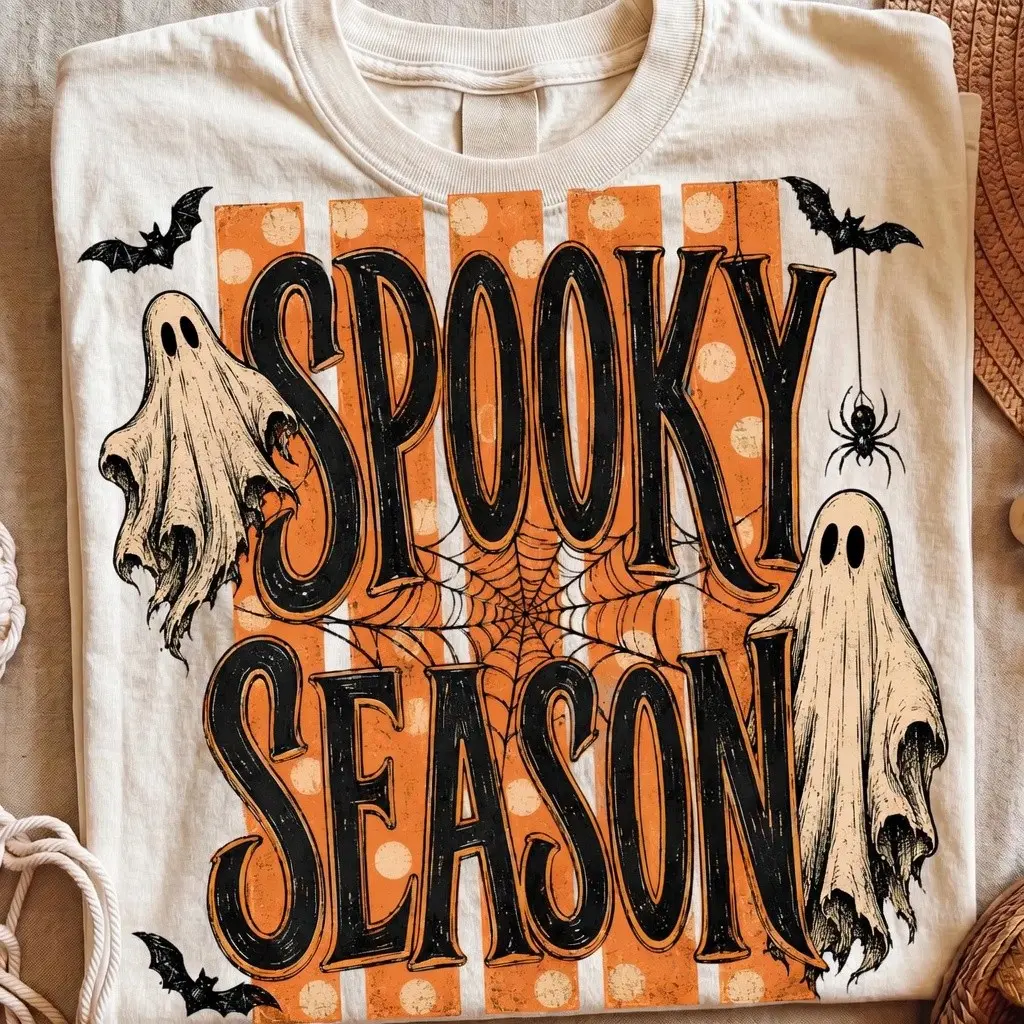 Vintage Spooky Season Halloween Ghost Shirt, Retro Cute Fall Graphic Tshirt