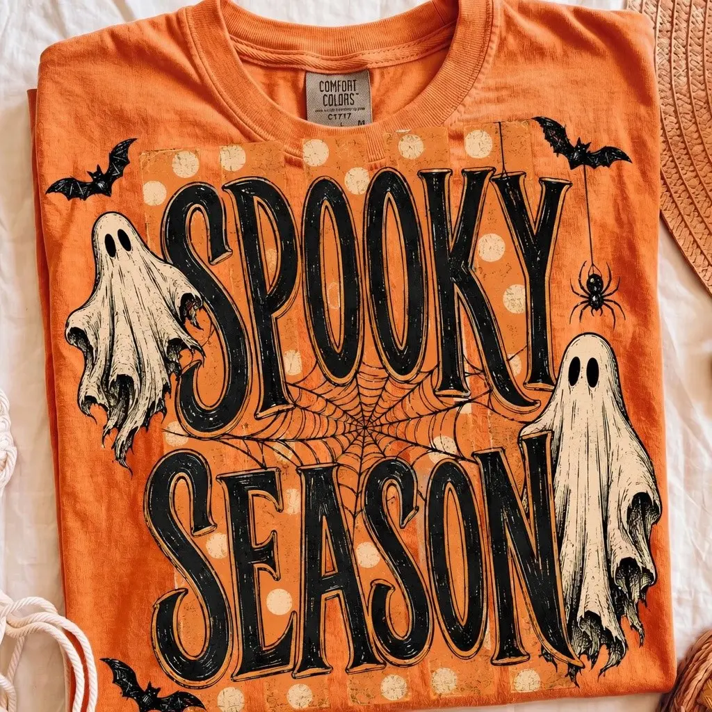 Vintage Spooky Season Halloween Ghost Shirt, Retro Cute Fall Graphic Tshirt - photo 4