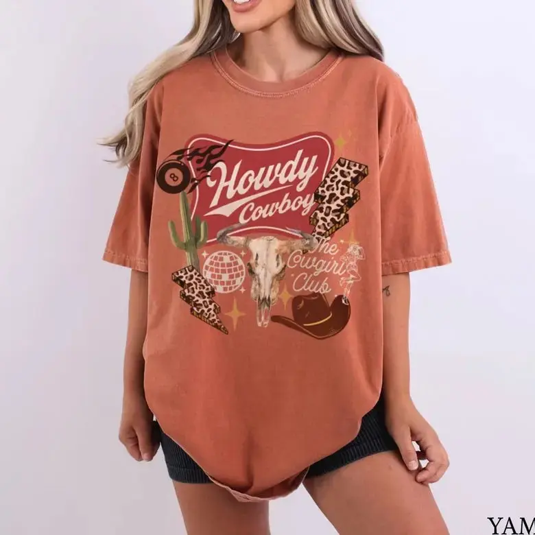 Vintage Western Cowboy Skull Graphic Tee, Retro Country Rodeo Comfort Colors Shirt - photo 2