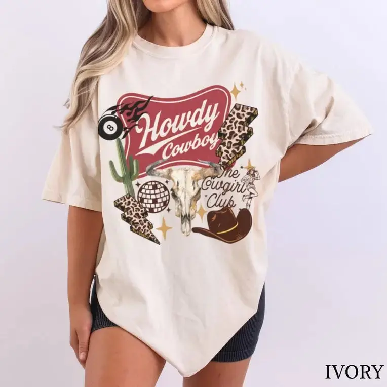 Vintage Western Cowboy Skull Graphic Tee, Retro Country Rodeo Comfort Colors Shirt - photo 4