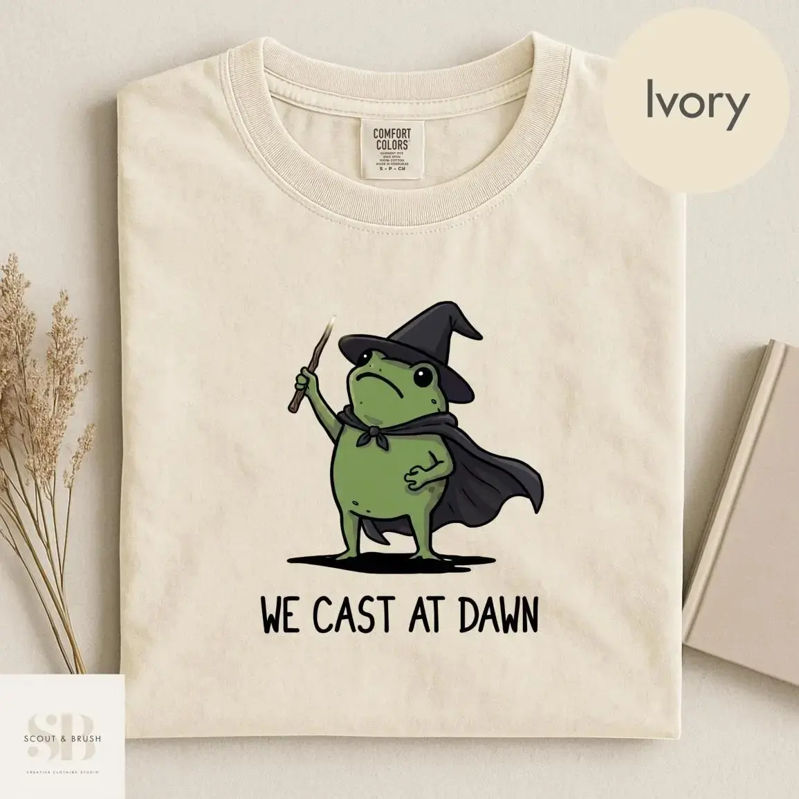 We Cast At Dawn Halloween Shirt, Funny Frog Witch Wizard Meme Tee, Cute Summerween Spooky Season Magic Top - photo 2