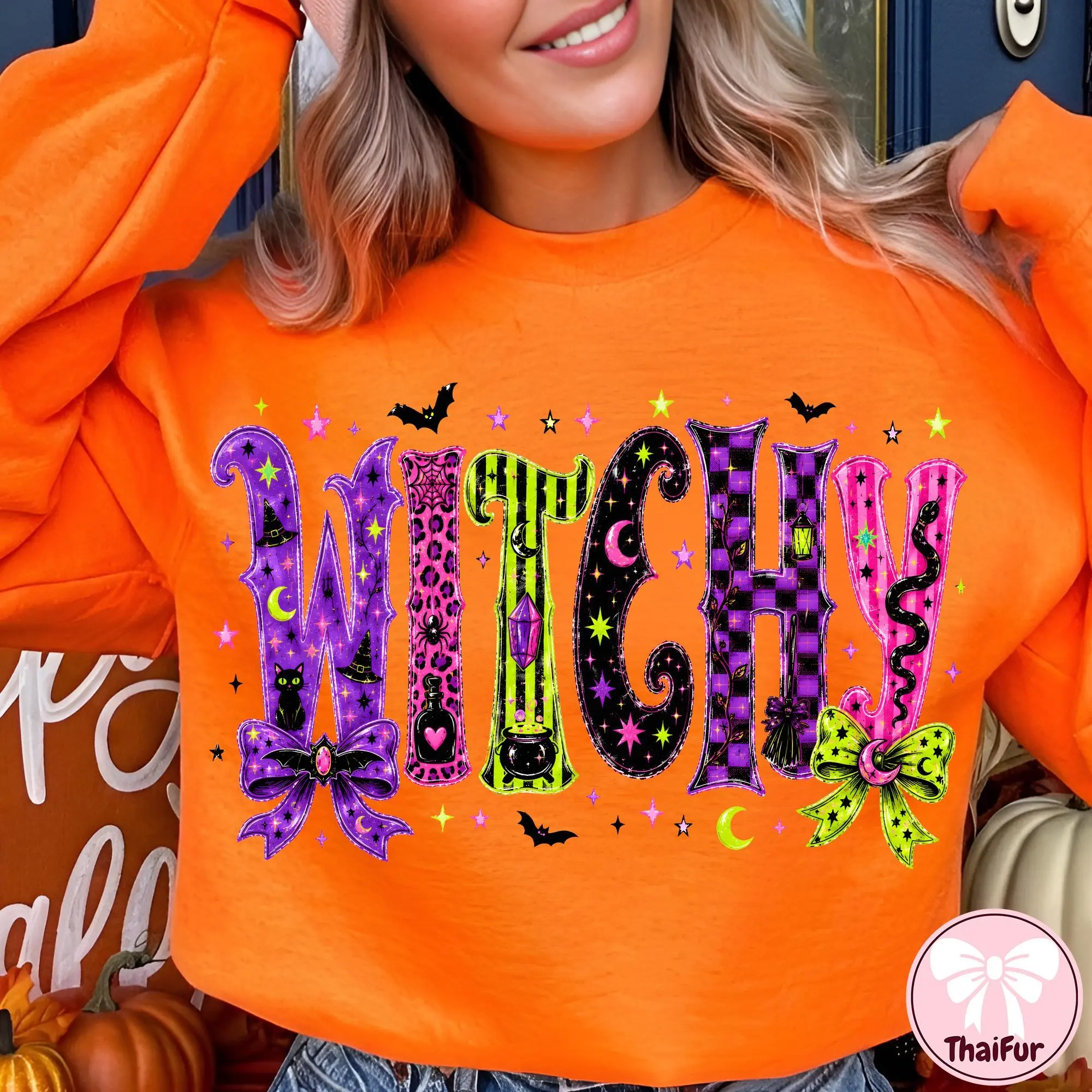 Whimsical Witchy Halloween T-Shirt, Checkered Leopard Print Spooky Graphic Tee, Retro Girly Unisex Top - photo 4