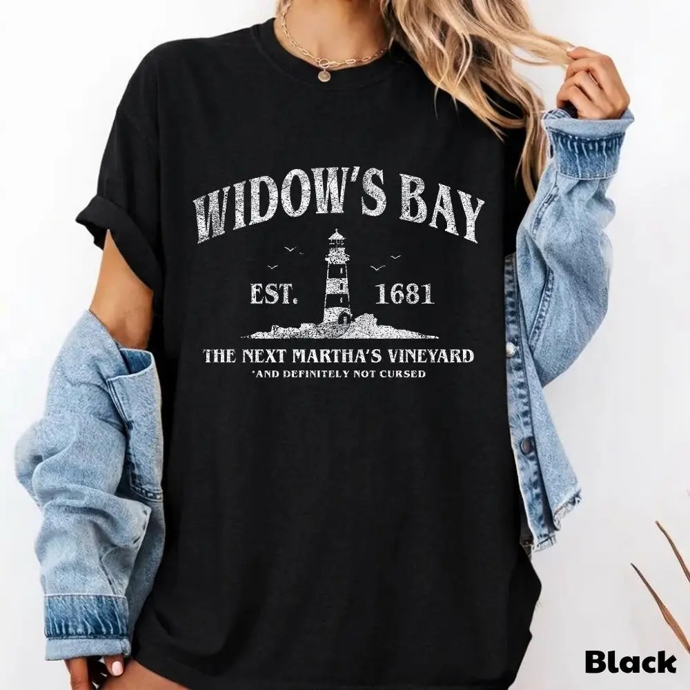 Widow Bay Tourist T-Shirt, Funny Retro Horror TV Graphic Tee, Vintage Haunted Town Travel Halloween Gift