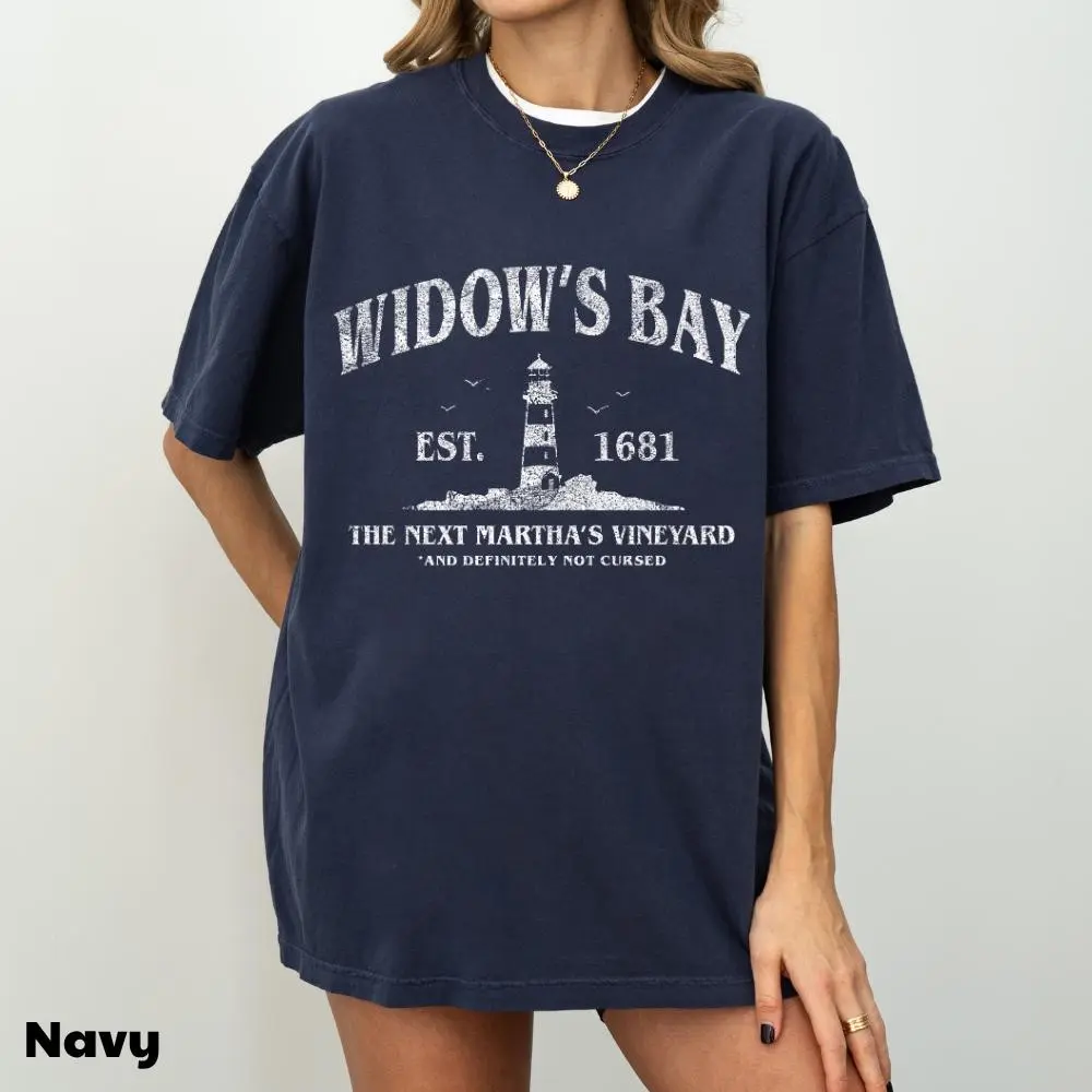 Widow Bay Tourist T-Shirt, Funny Retro Horror TV Graphic Tee, Vintage Haunted Town Travel Halloween Gift - photo 2