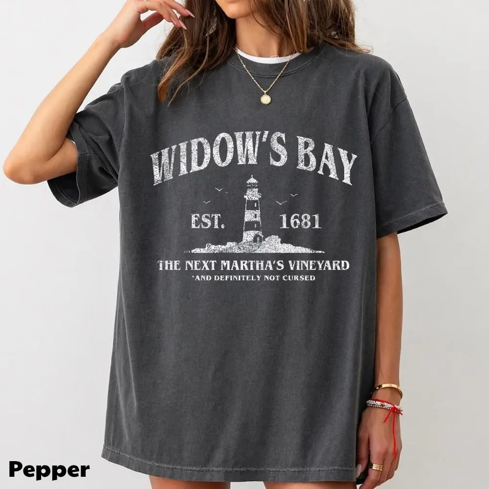 Widow Bay Tourist T-Shirt, Funny Retro Horror TV Graphic Tee, Vintage Haunted Town Travel Halloween Gift - photo 3