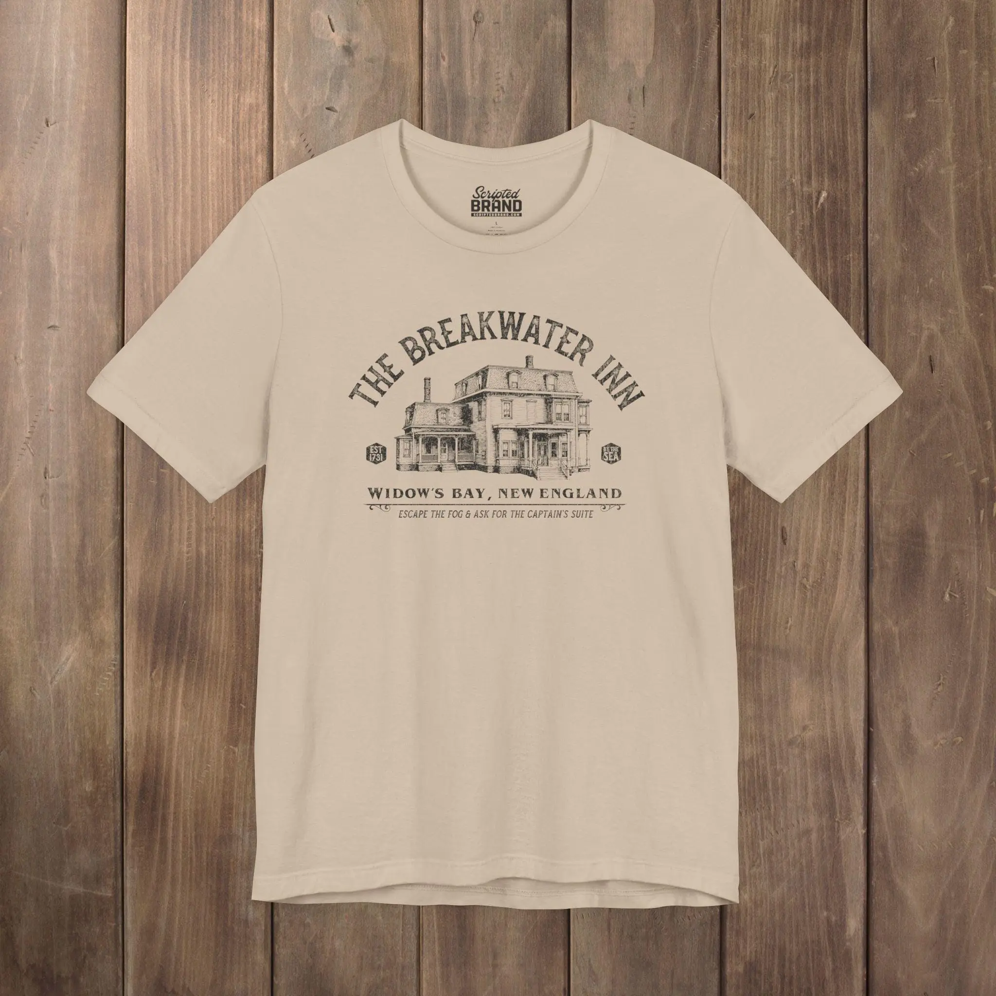 Widow's Bay Breakwater Inn T-Shirt, Vintage Haunted Hotel Retro Horror Travel Spooky Halloween Tee for Women