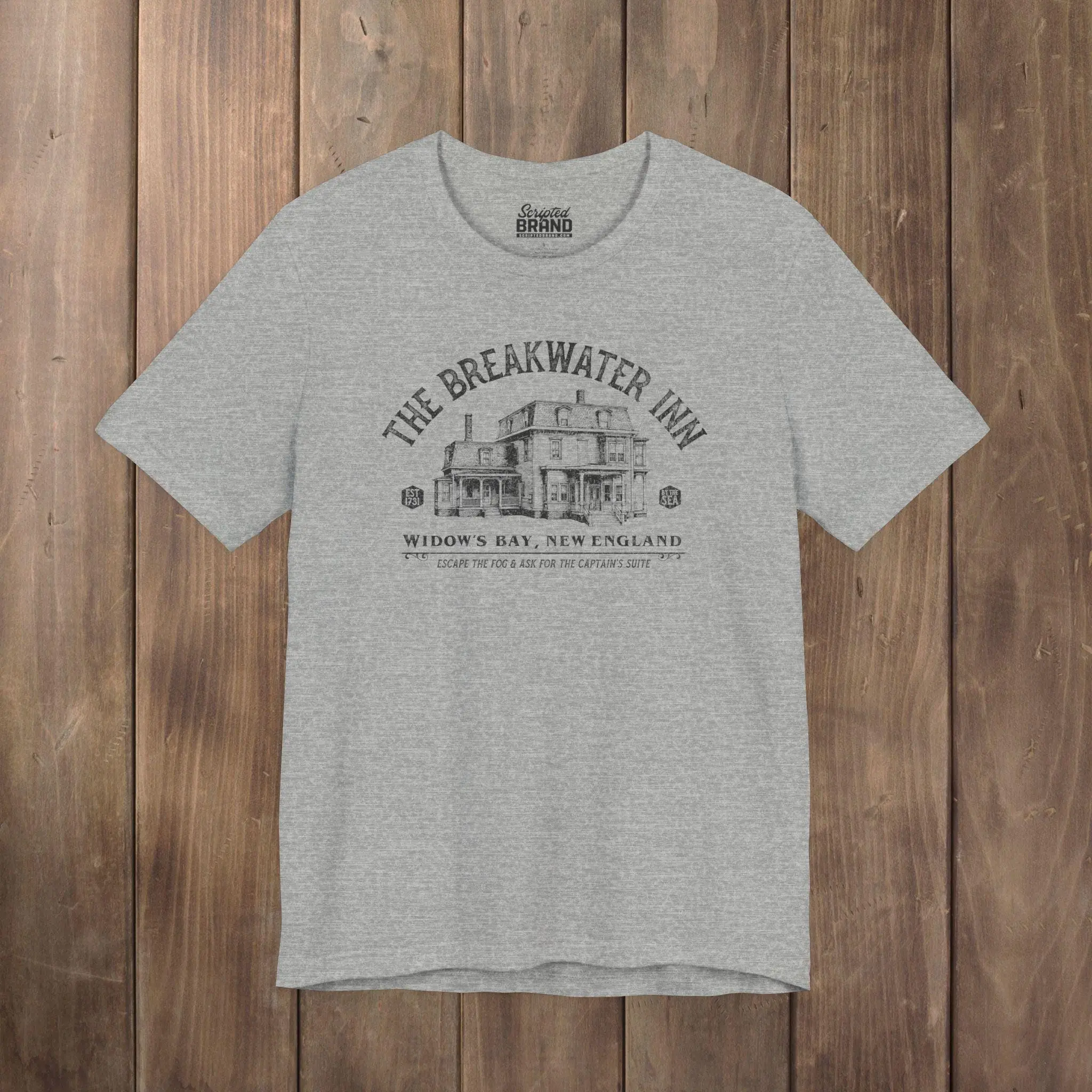 Widow's Bay Breakwater Inn T-Shirt, Vintage Haunted Hotel Retro Horror Travel Spooky Halloween Tee for Women - photo 5