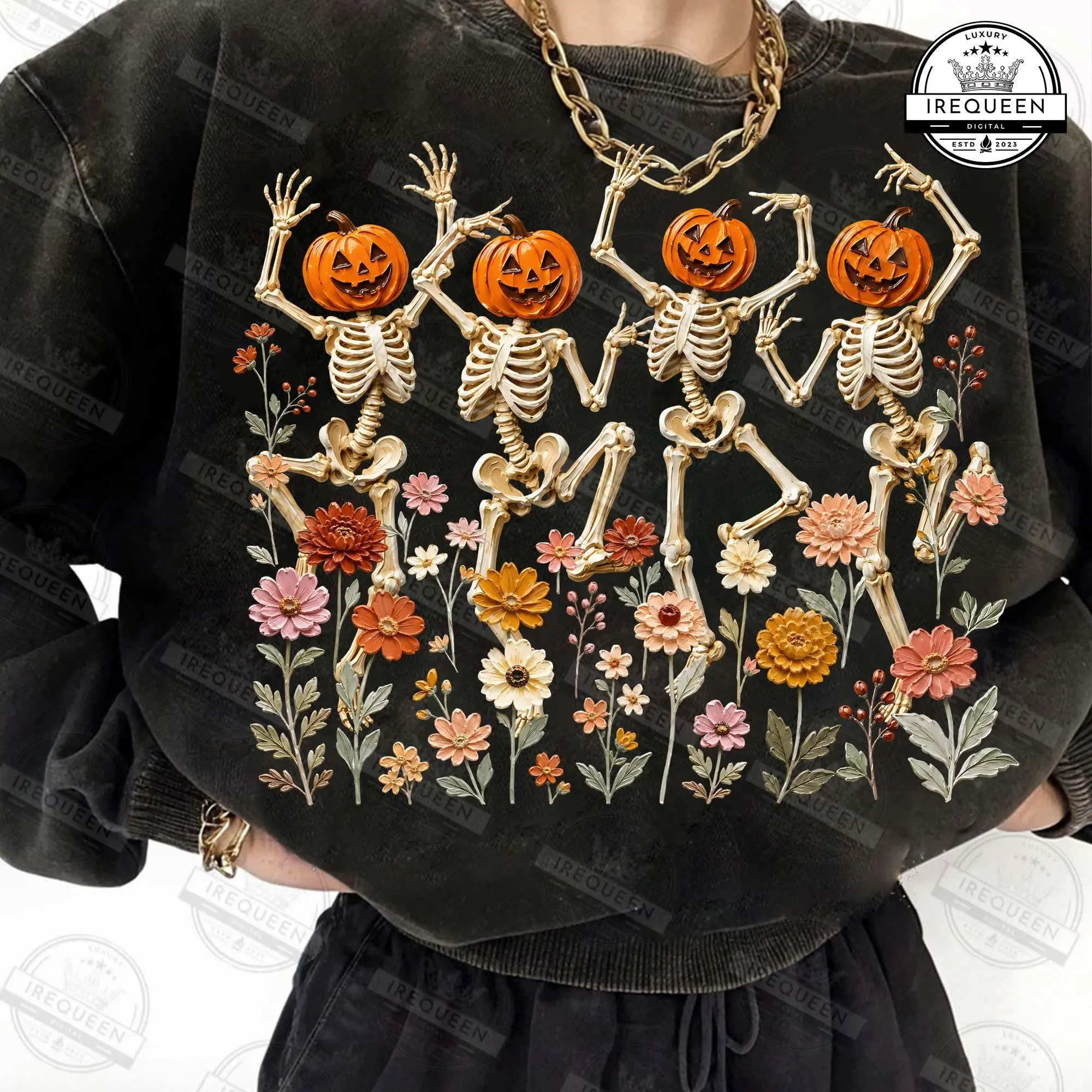 Comfort Colors Wildflowers Ghost T-Shirt, Spooky Floral Halloween Graphic Tee