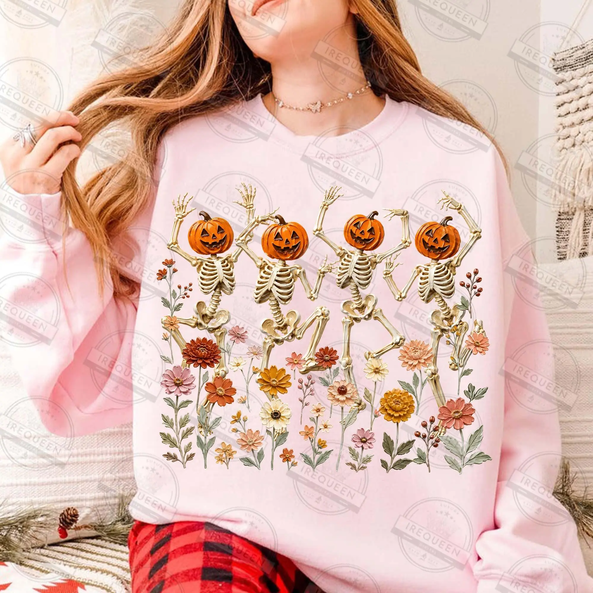 Comfort Colors Wildflowers Ghost T-Shirt, Spooky Floral Halloween Graphic Tee - photo 2