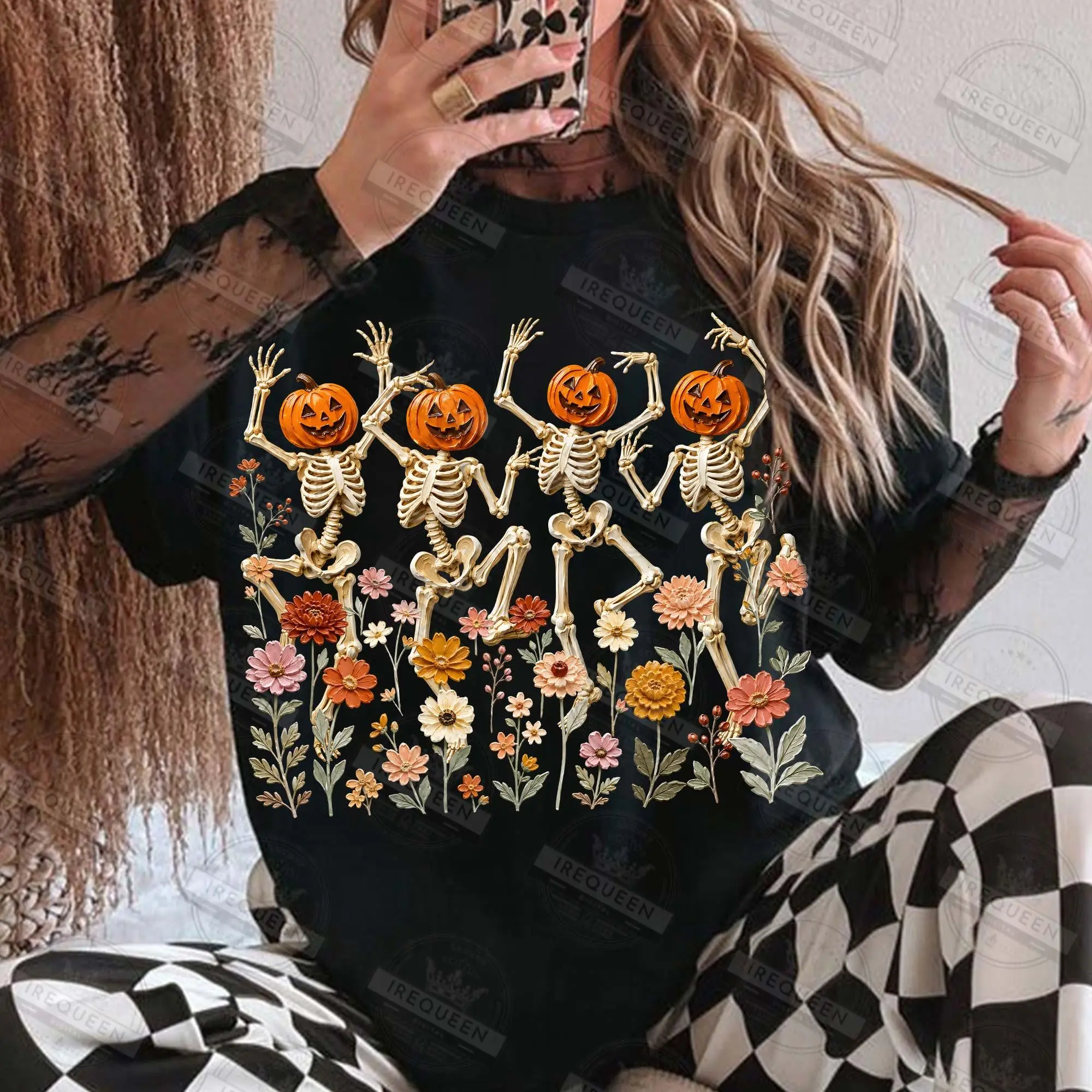 Comfort Colors Wildflowers Ghost T-Shirt, Spooky Floral Halloween Graphic Tee - photo 3