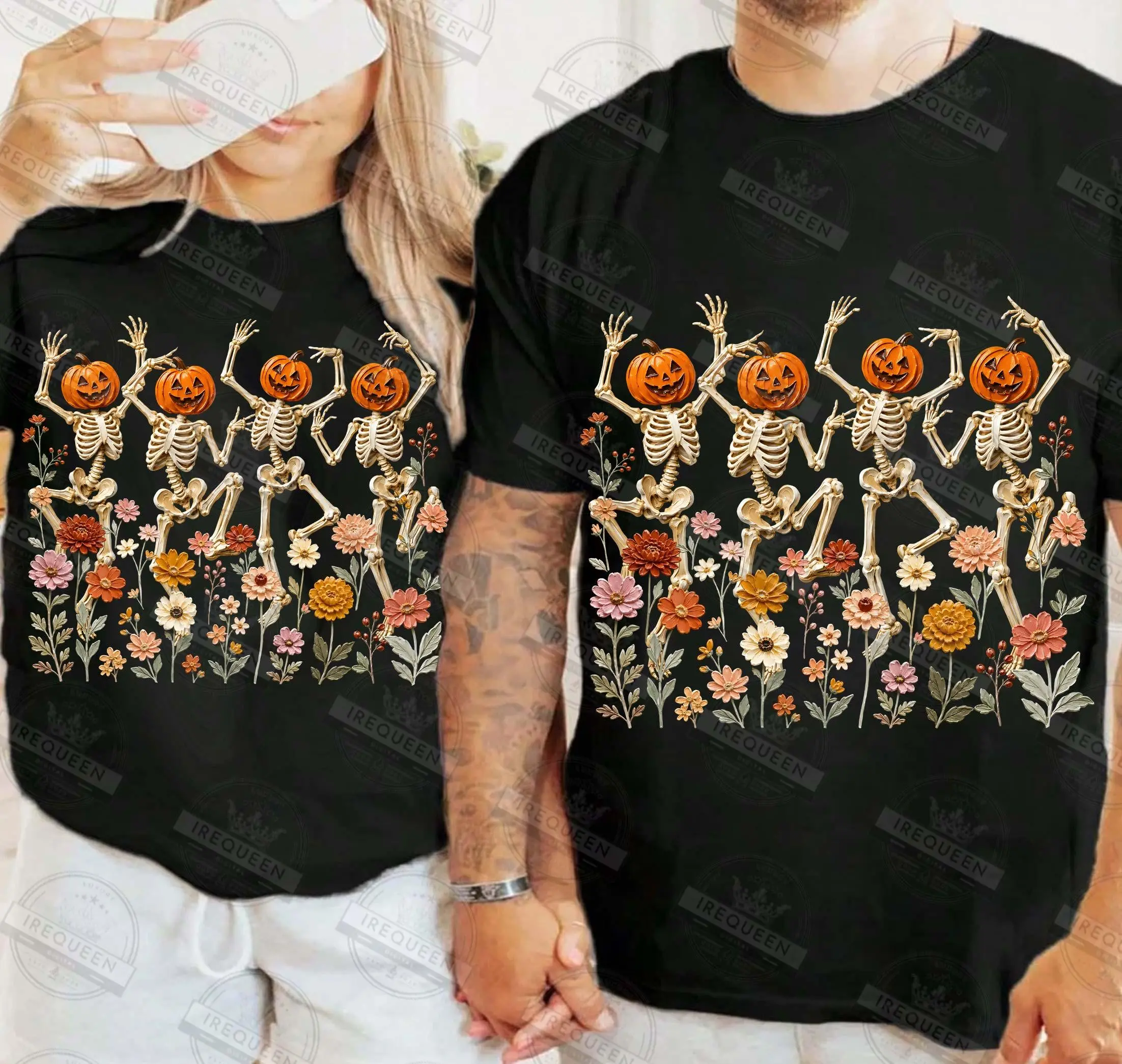 Comfort Colors Wildflowers Ghost T-Shirt, Spooky Floral Halloween Graphic Tee - photo 4